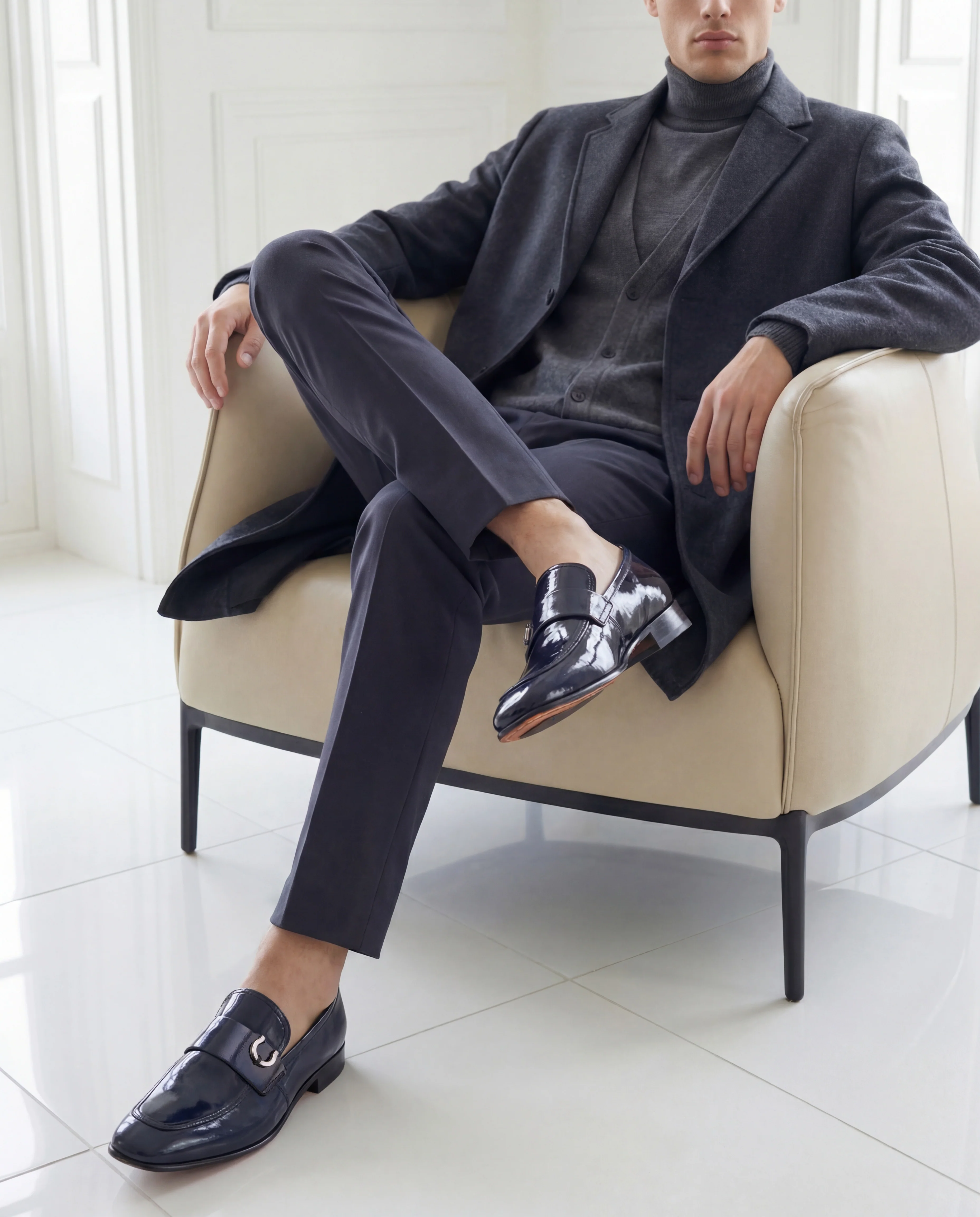 The Blackwell Navy Patent Bit Loafer Men Shoe - Image 8