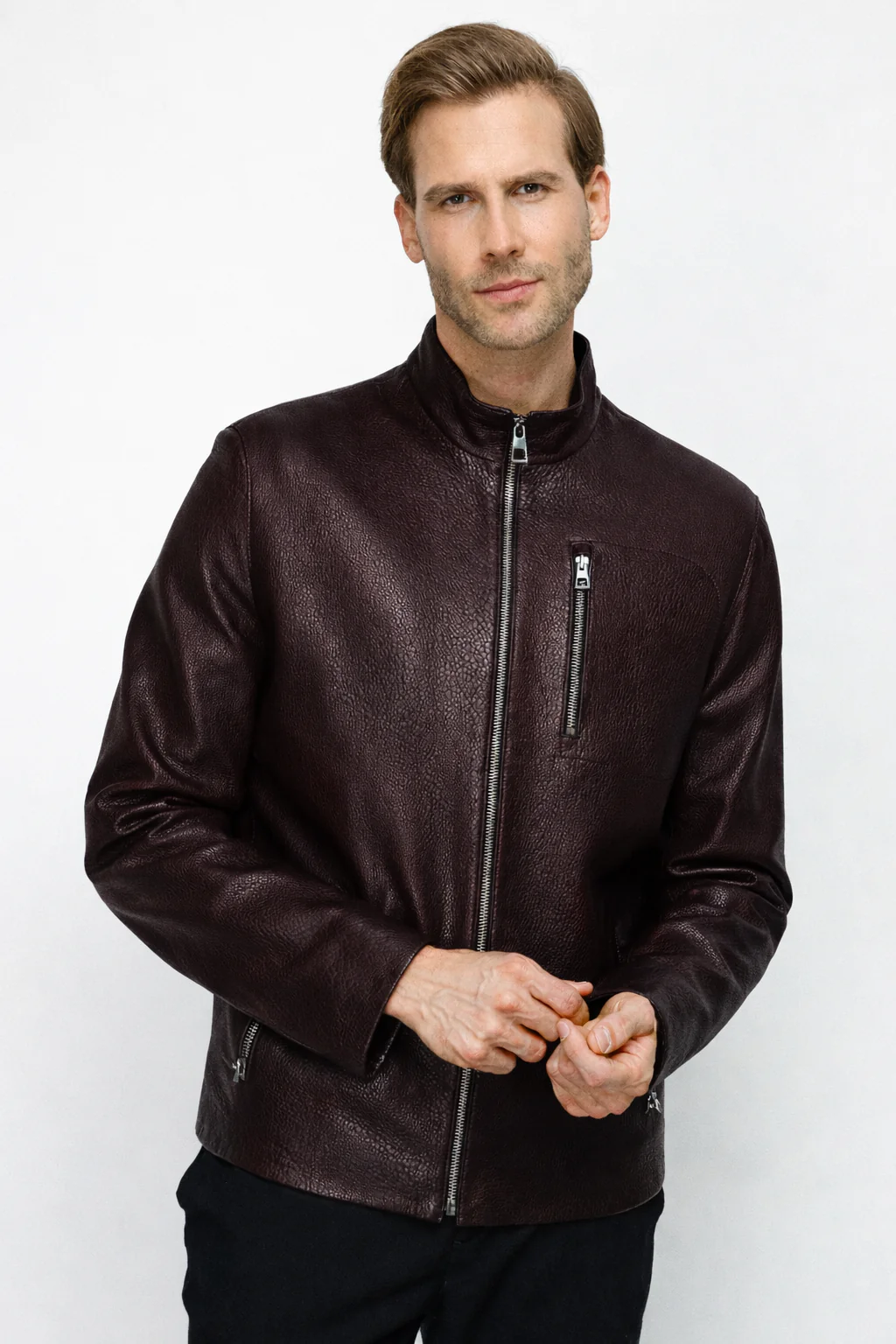 The Blanchard Burgundy Leather Men Jacket - Image 5