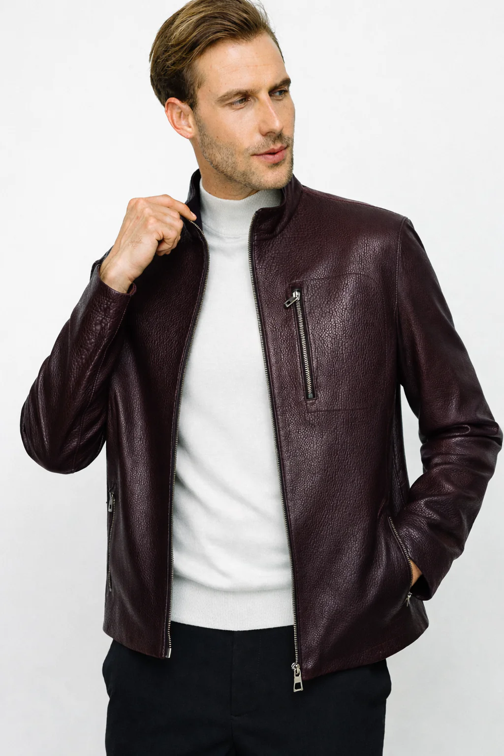 The Blanchard Burgundy Leather Men Jacket - Image 6