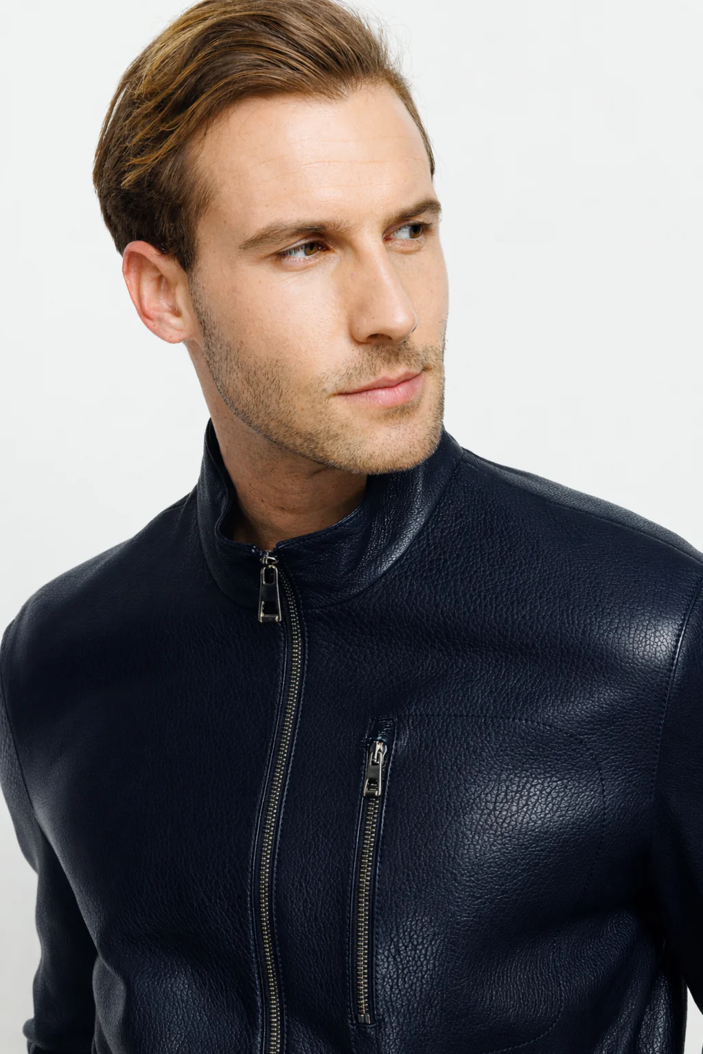 The Blanchard Navy Blue Leather Men Jacket - Image 5