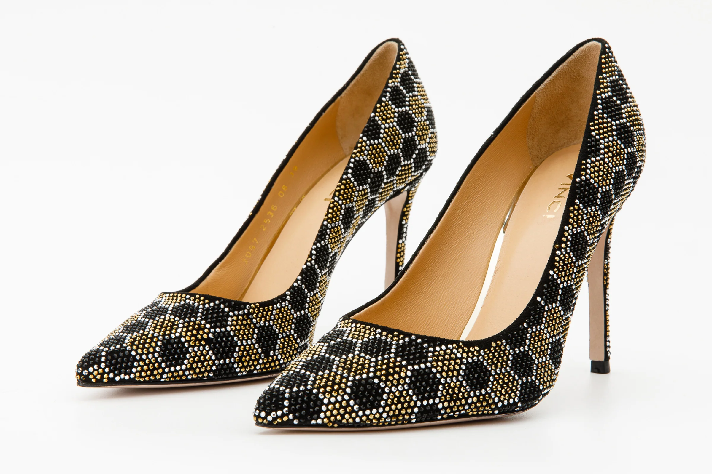 The Bolu Black & Gold Glitter Leather Pump Women Shoe - Image 3