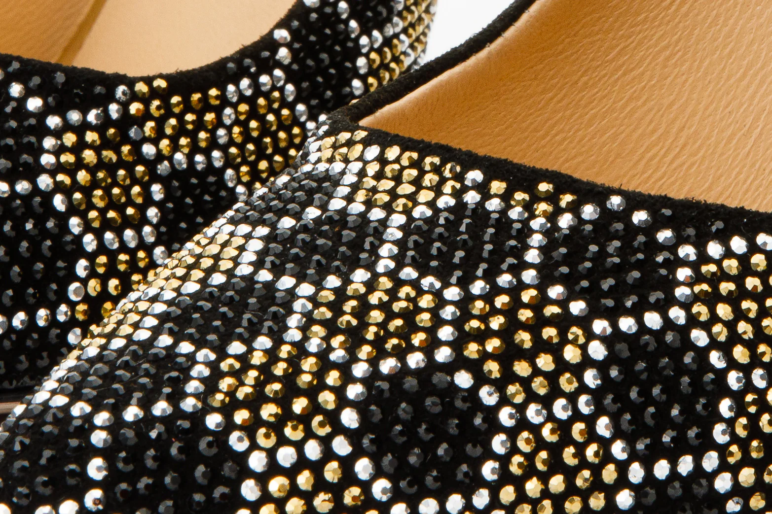 The Bolu Black & Gold Glitter Leather Pump Women Shoe - Image 4