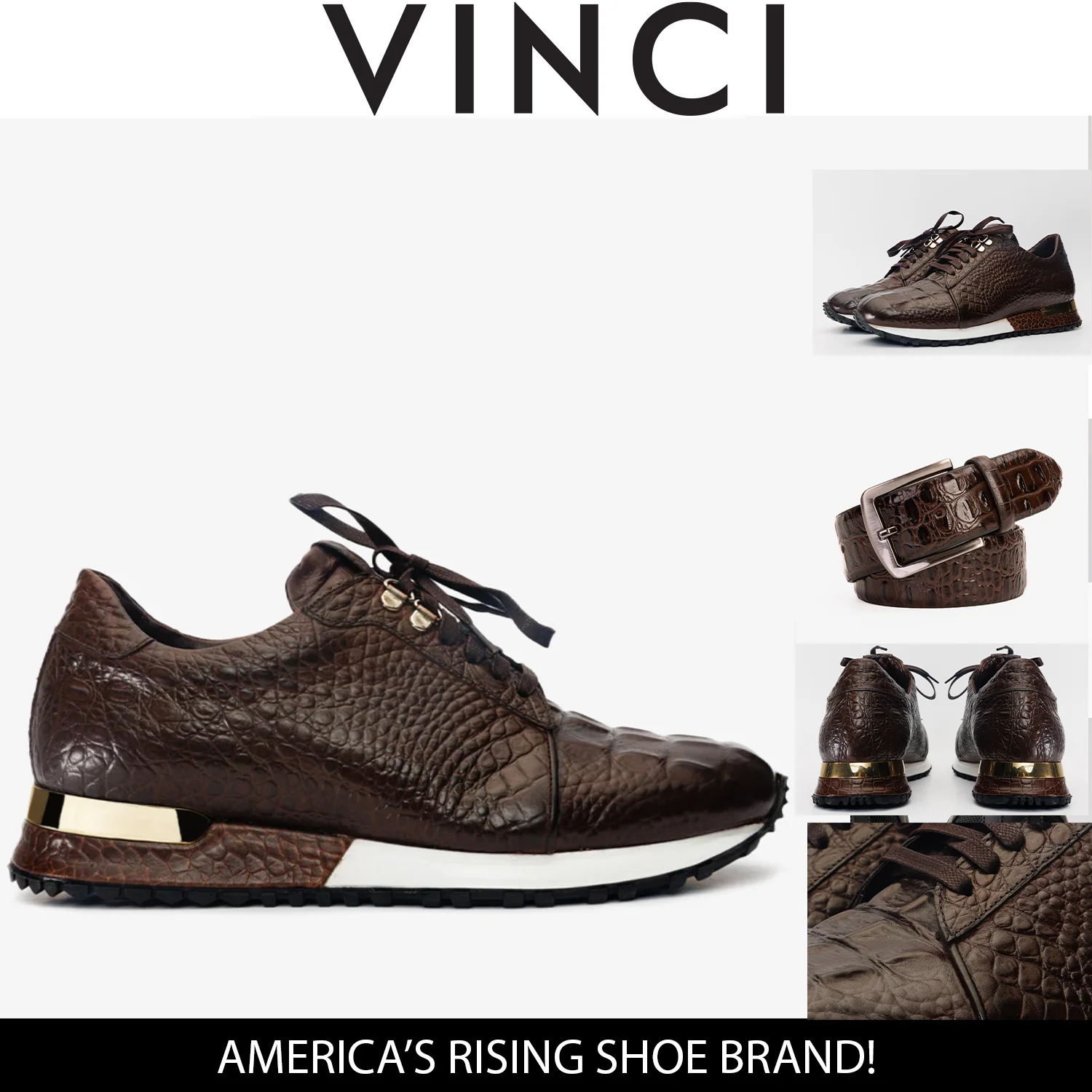 The Bomba Brown Crocodile Leather Men Sneaker - Image 5
