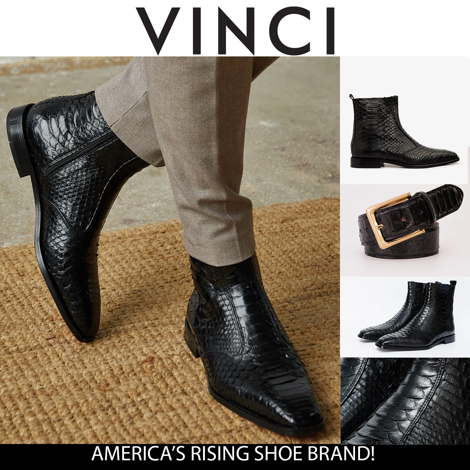 The Boss Black Pythn Snk Zip-Up Leather Men Boot Limited Edition - Image 4