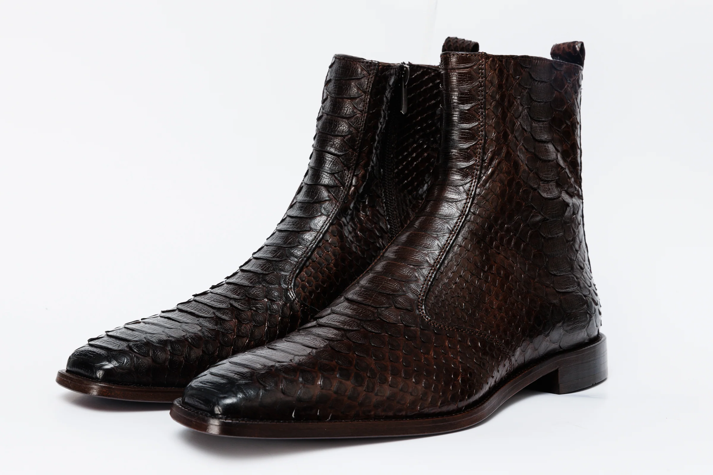 The Boss Brown Pythn Snk Zip-Up Leather Men Boot Limited Edition - Image 2