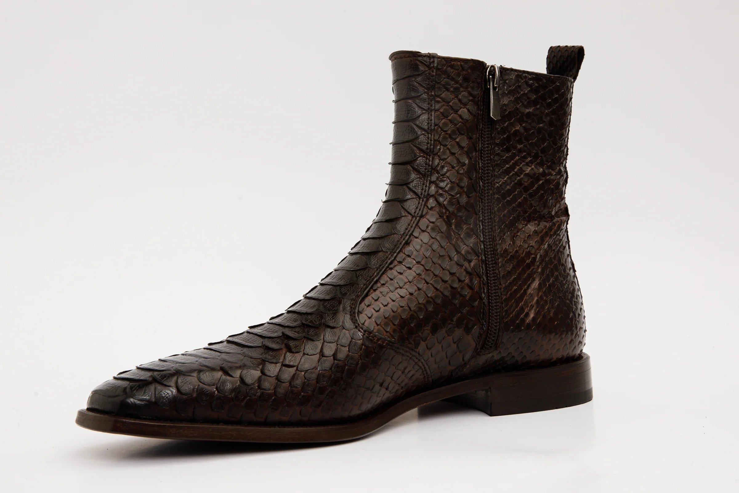 The Boss Brown Pythn Snk Zip-Up Leather Men Boot Limited Edition - Image 7