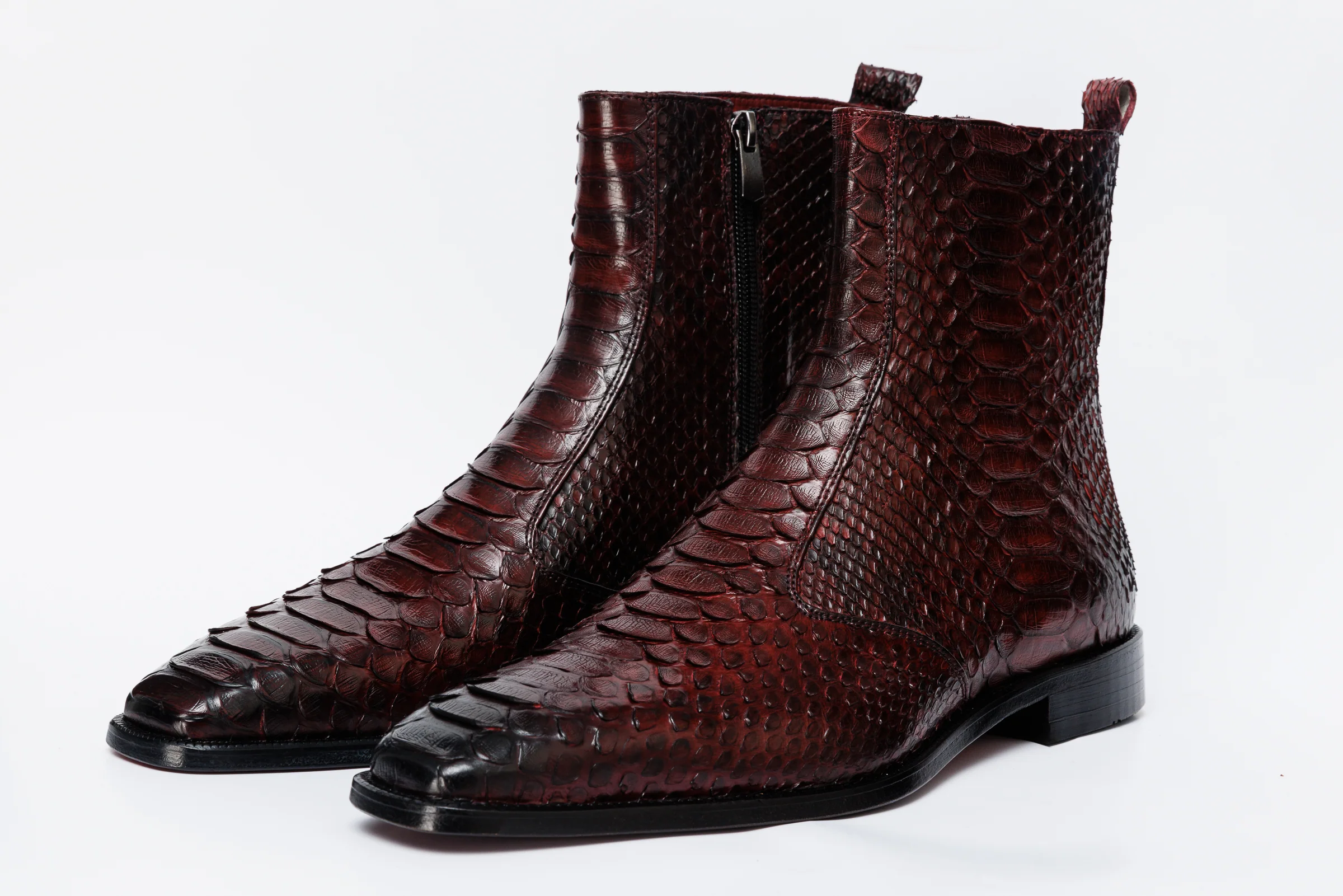 The Boss Burgundy Pythn Snk Zip-Up Leather Men Boot Limited Edition - Image 2