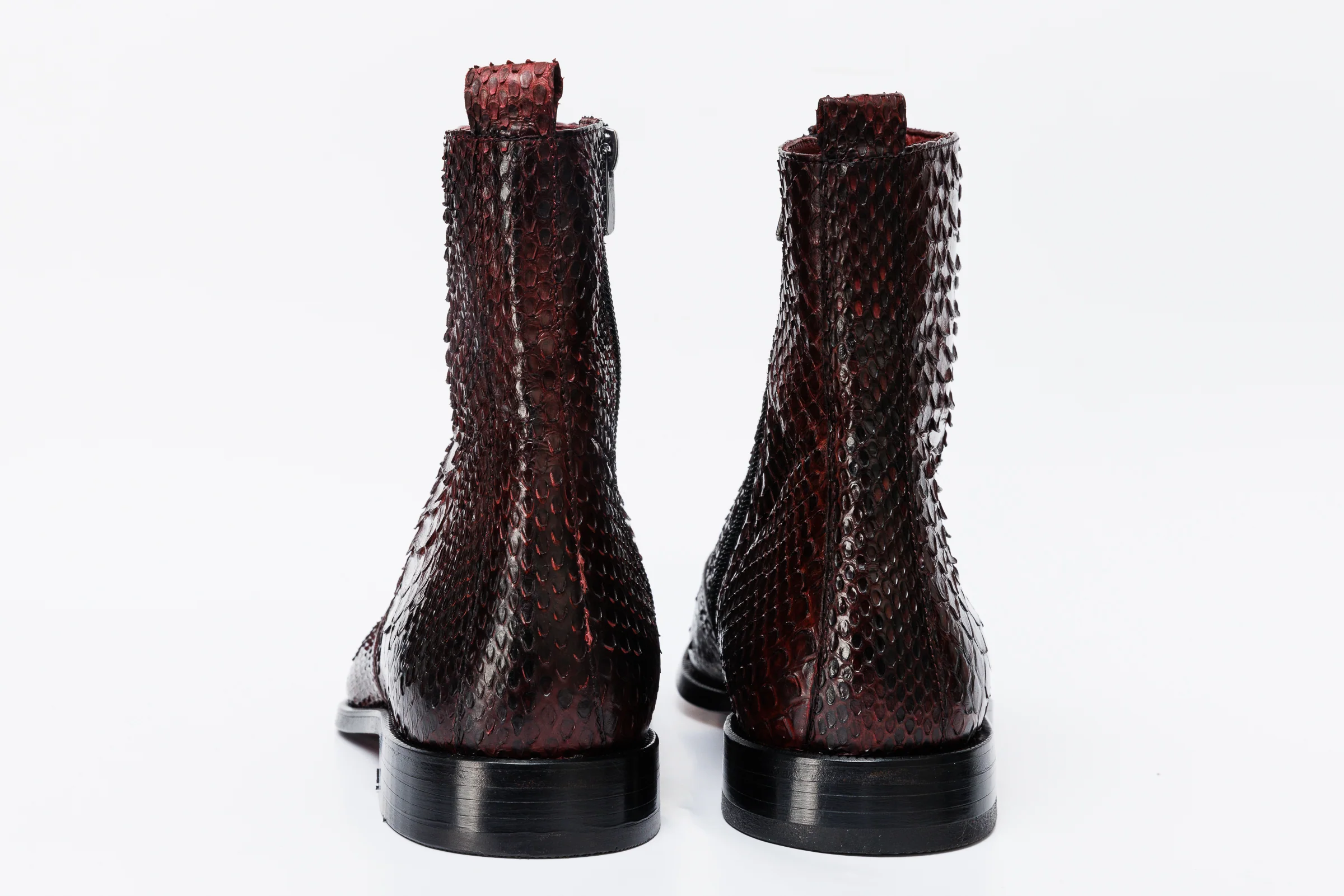 The Boss Burgundy Pythn Snk Zip-Up Leather Men Boot Limited Edition - Image 5