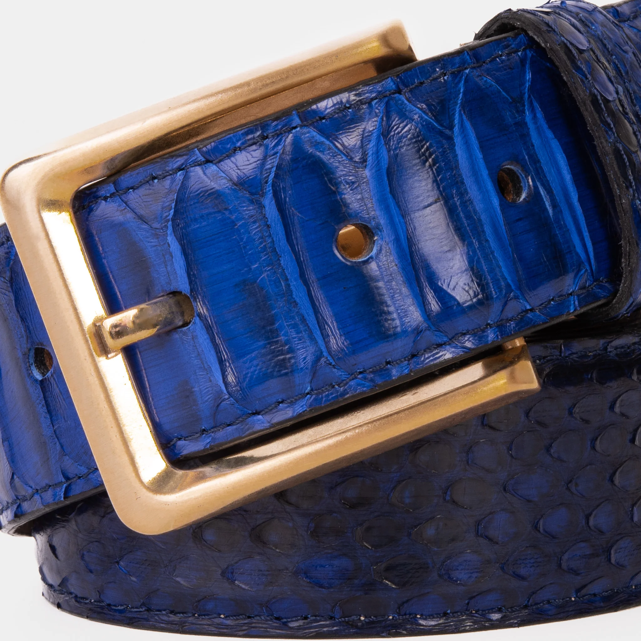 The Boss Navy Blue Pythn Snk Leather Belt - Image 3