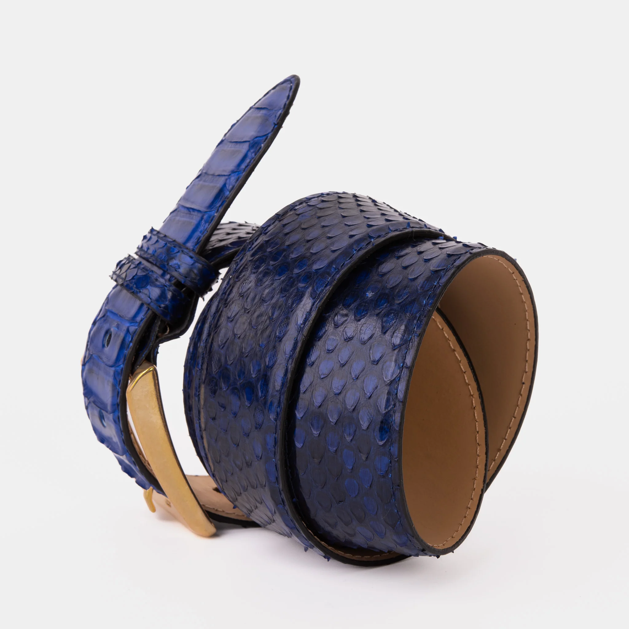 The Boss Navy Blue Pythn Snk Leather Belt - Image 4