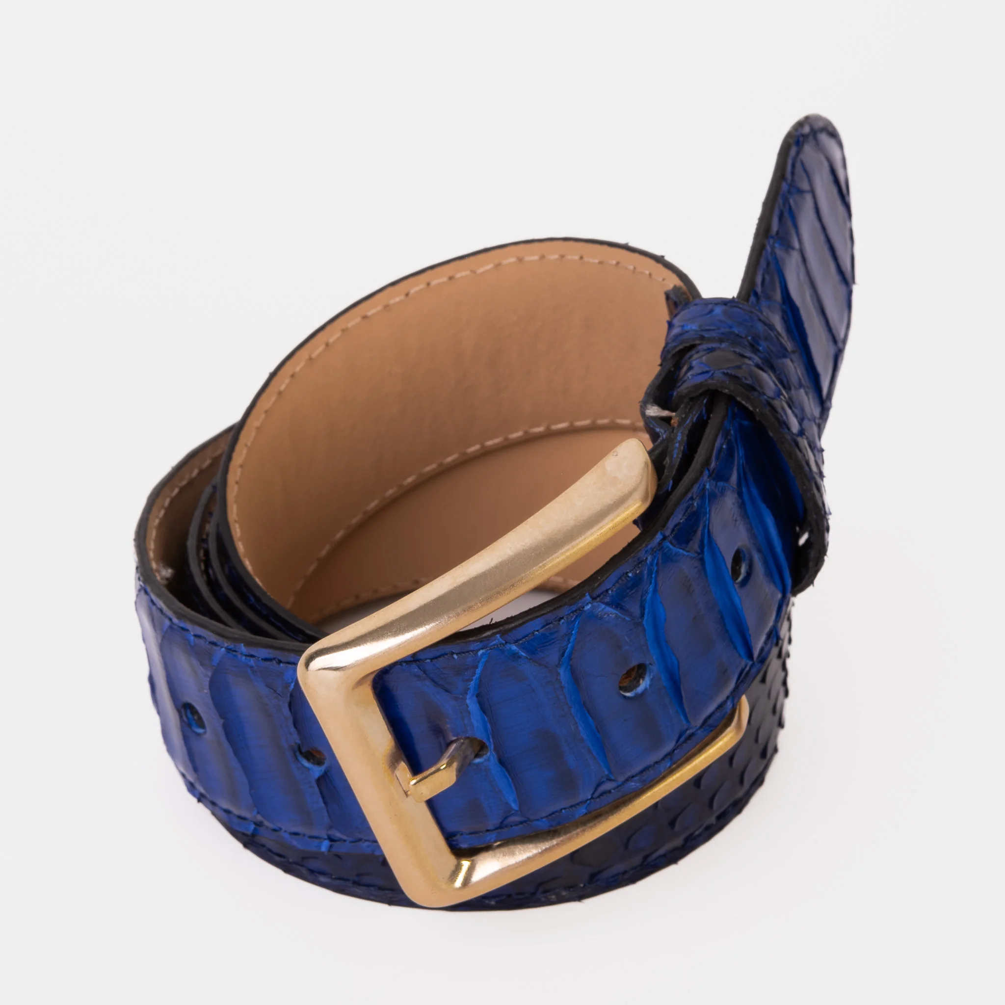 The Boss Navy Blue Pythn Snk Leather Belt - Image 8