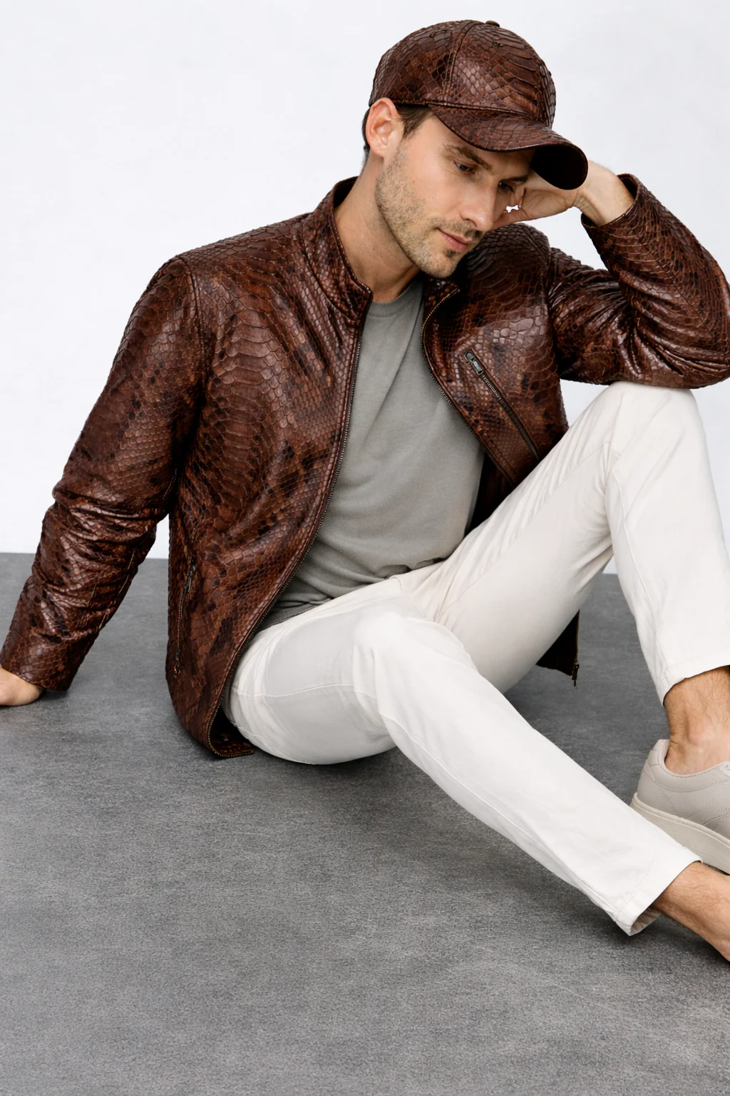 The Boss Pythn Dark Brown Leather Men Jacket Exclusive Limited Edition - Image 8