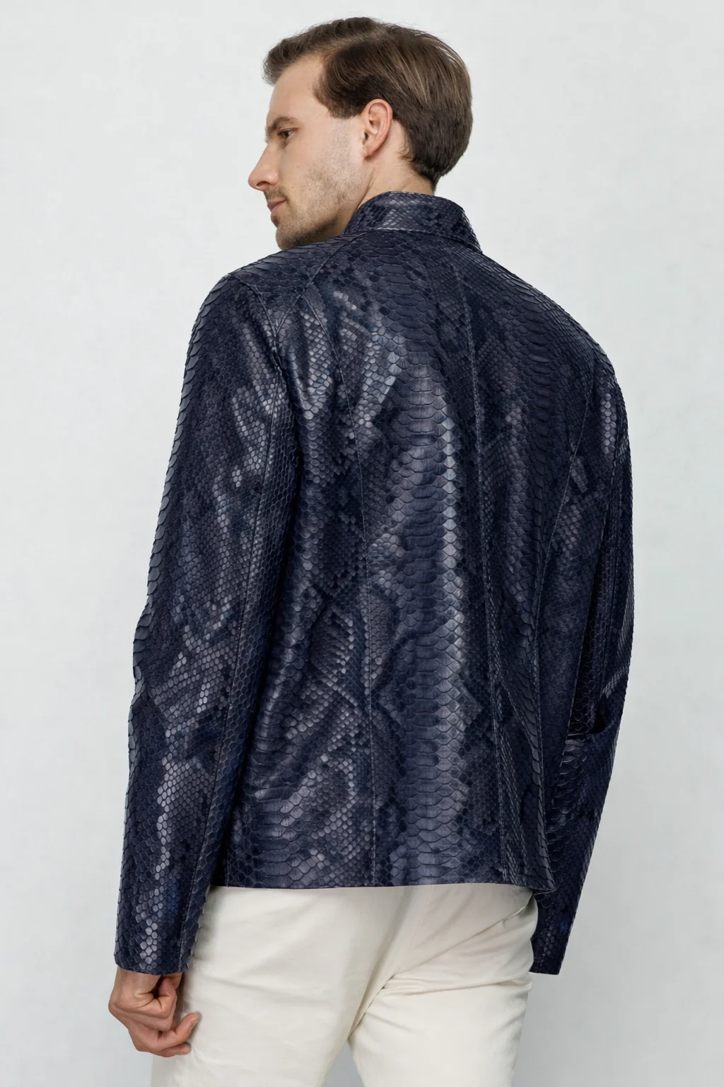 The Boss Pythn Navy Blue Leather Men Jacket Exclusive Limited Edition - Image 3