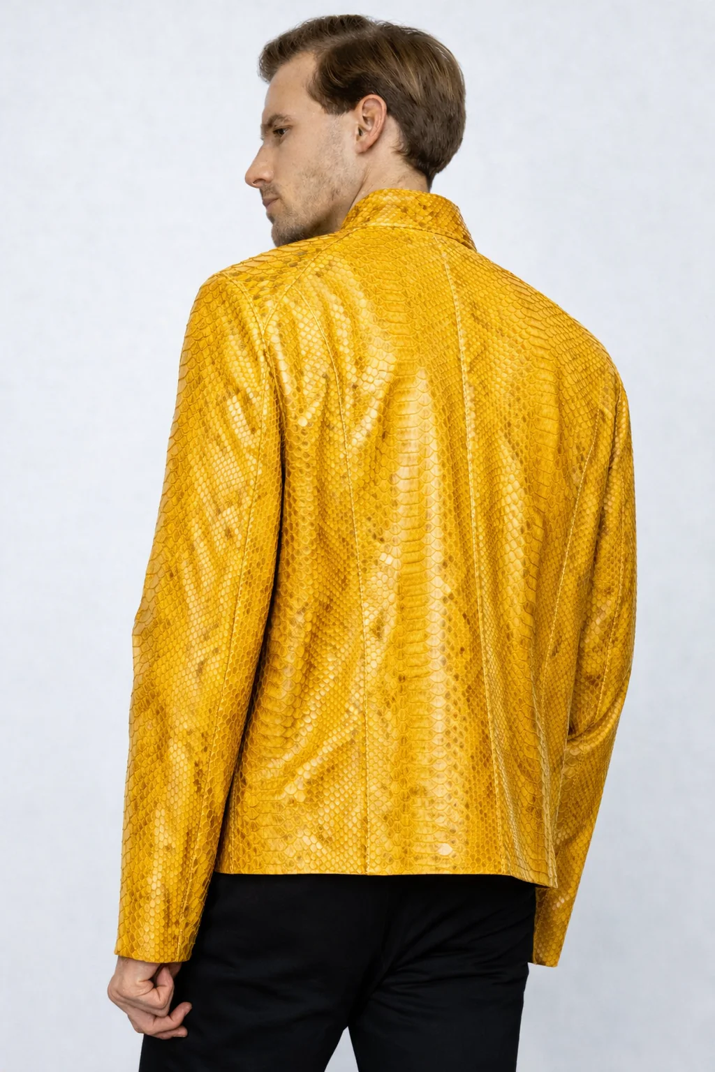 The Boss Pythn  Yellow Leather Men Jacket Exclusive Limited Edition - Image 3