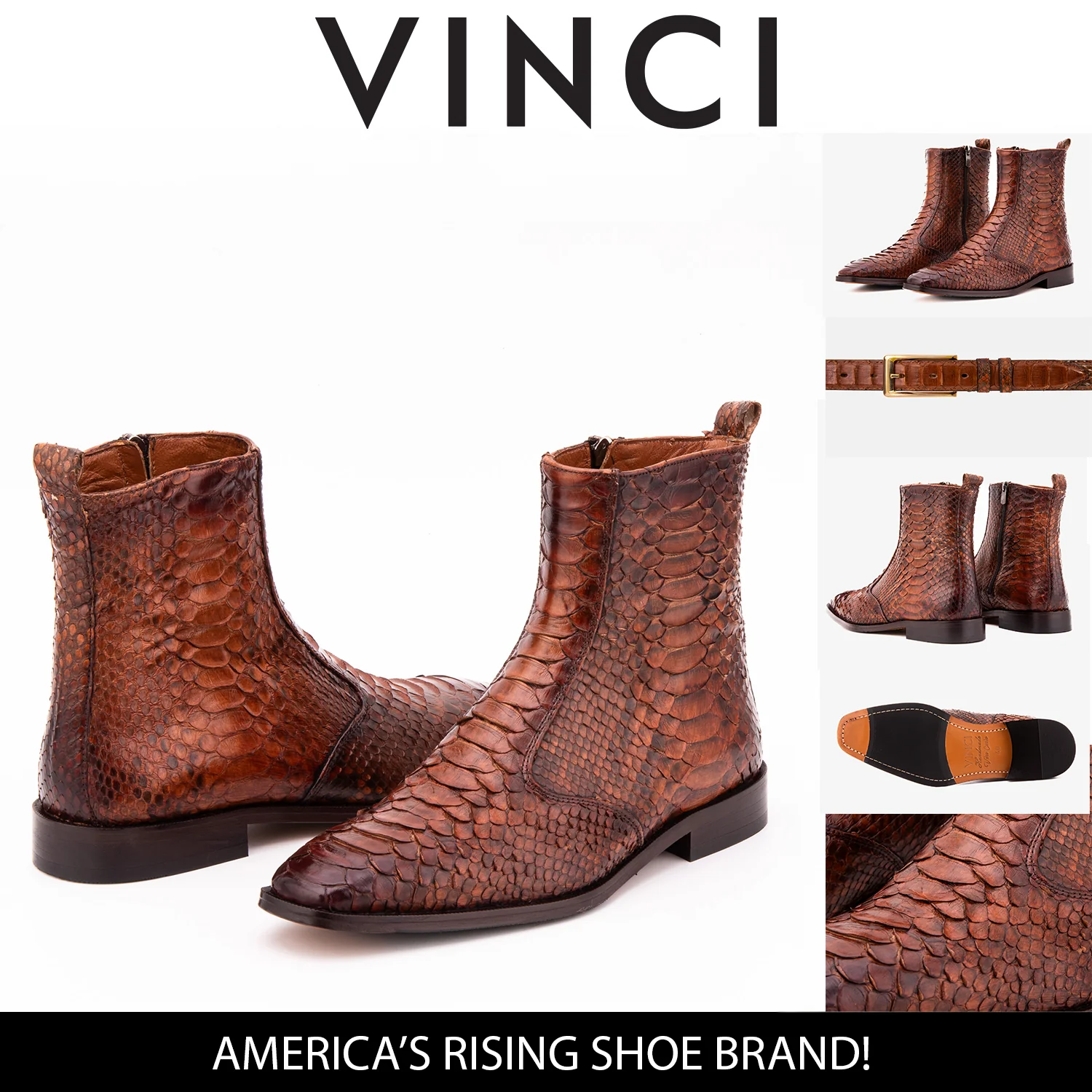 The Boss Tan Pythn Snk Zip-Up Leather Men Boot Limited Edition - Image 3