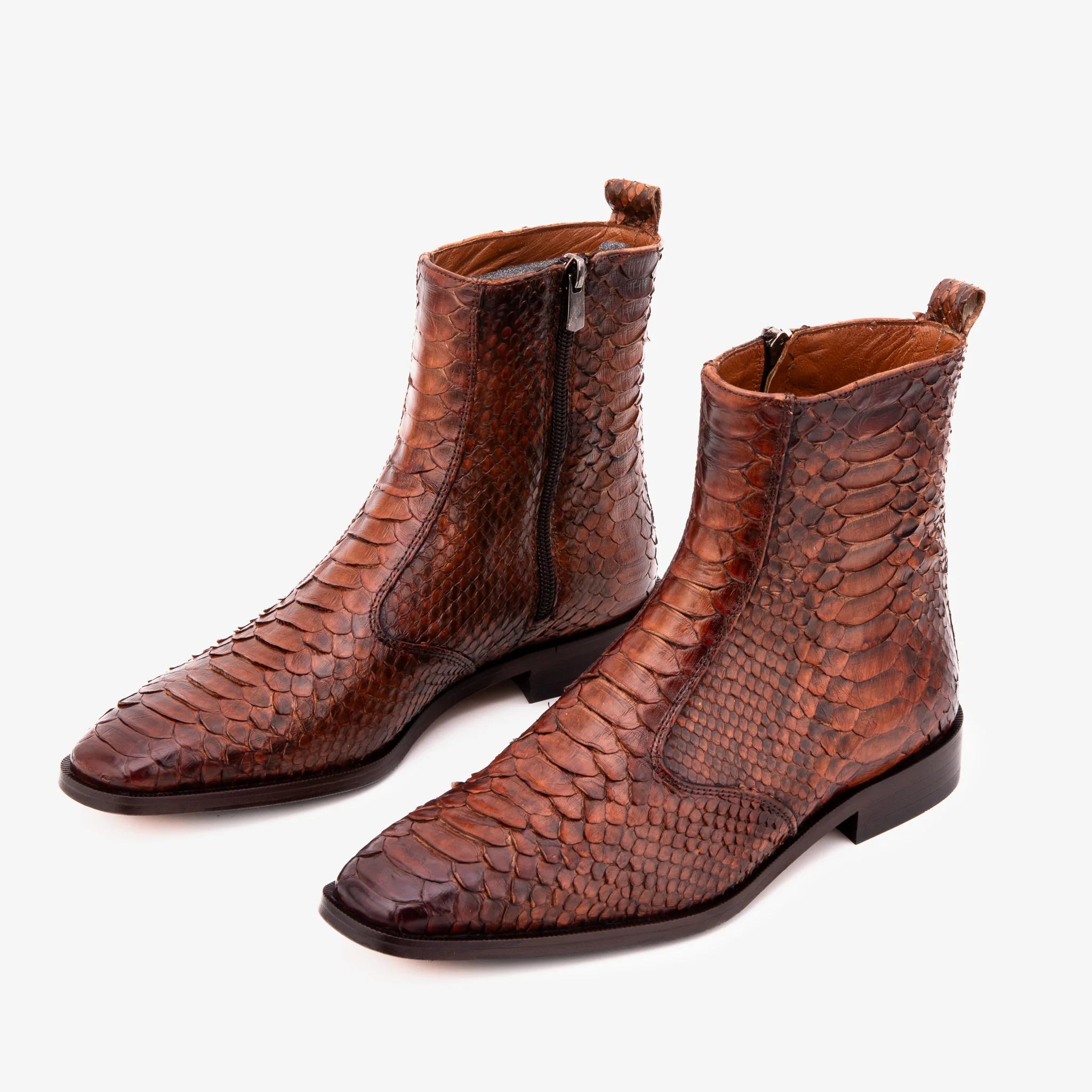 The Boss Tan Pythn Snk Zip-Up Leather Men Boot Limited Edition - Image 7