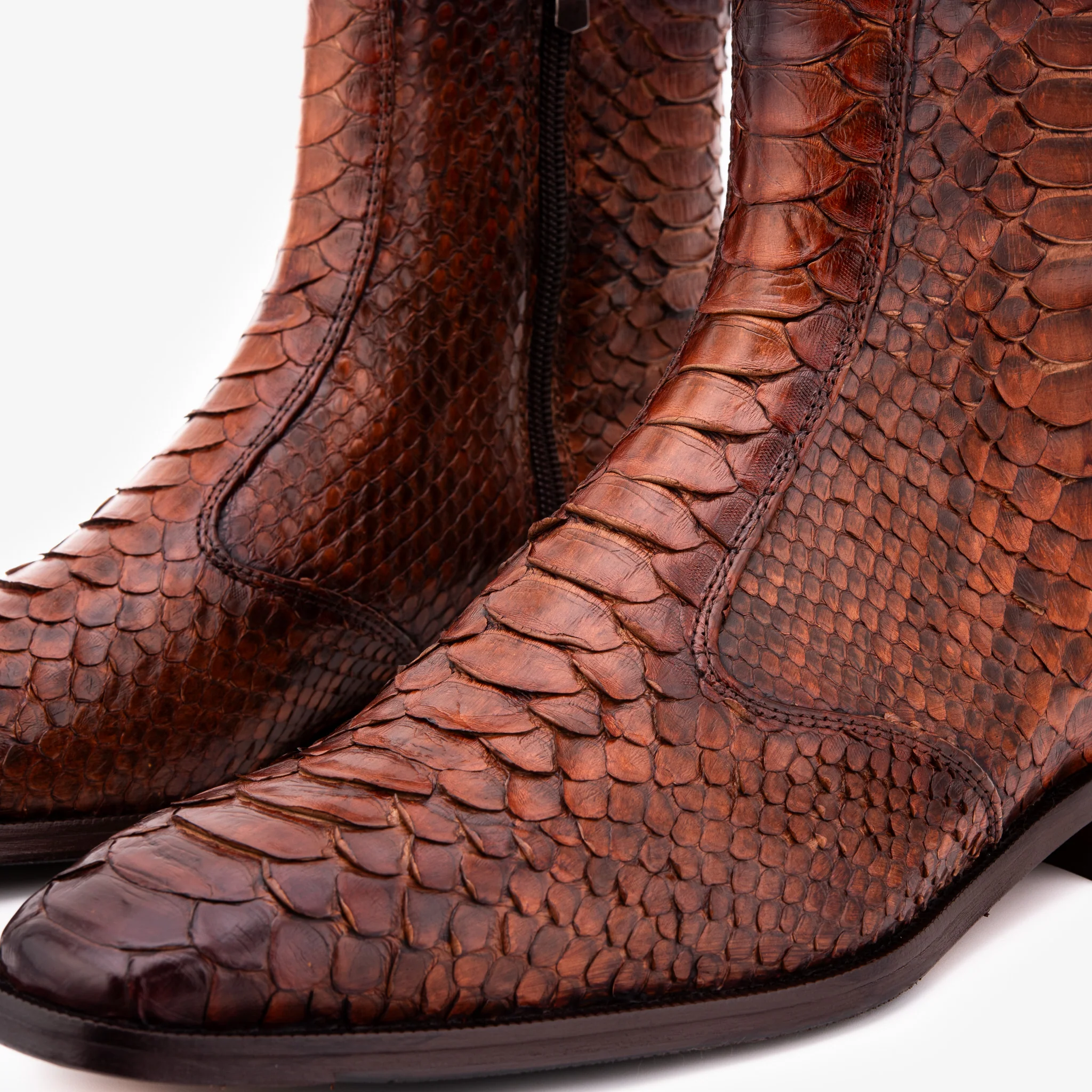 The Boss Tan Pythn Snk Zip-Up Leather Men Boot Limited Edition - Image 9