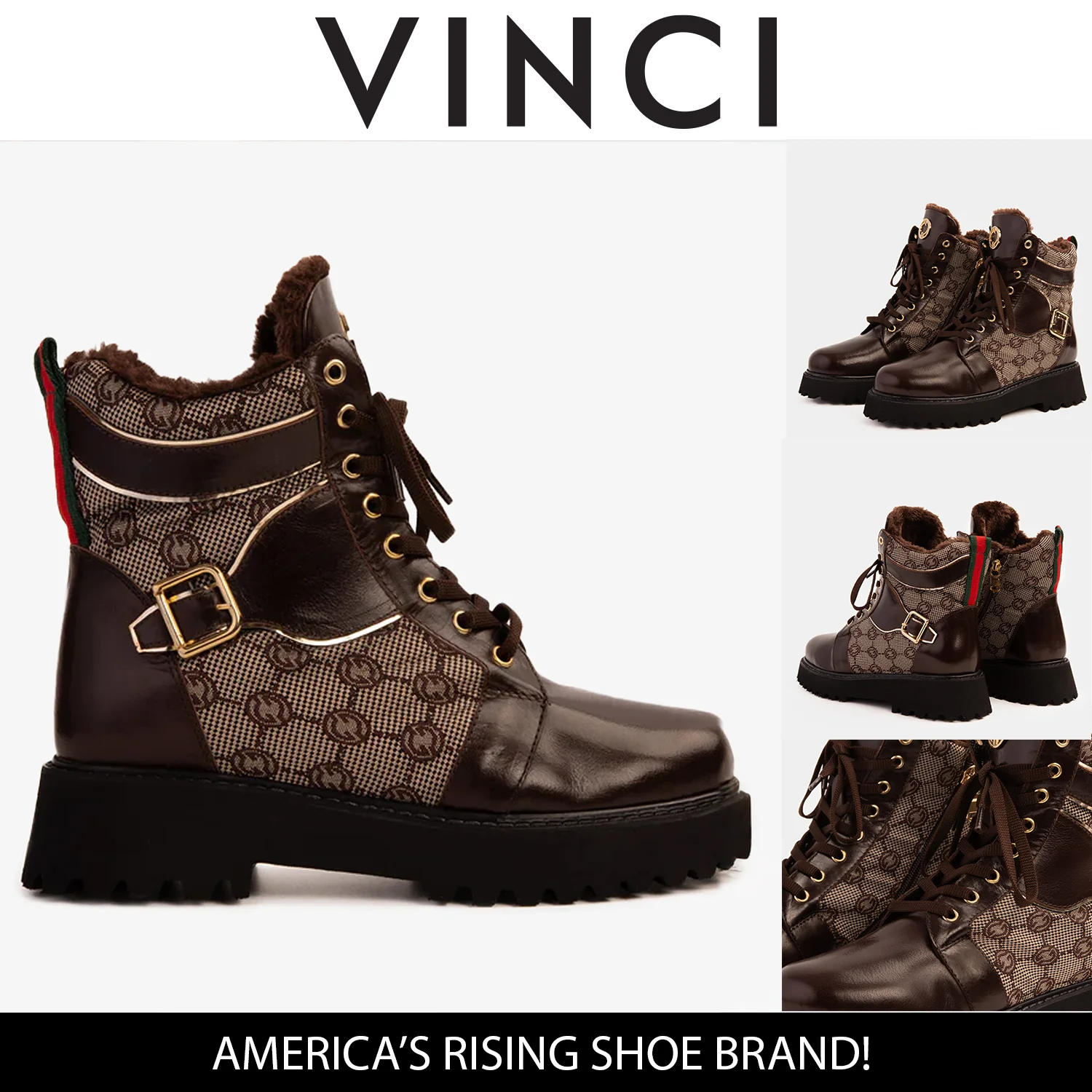 The Boston Brown Leather Lace-Up Ankle Women Boot With a Side Zipper - Image 11