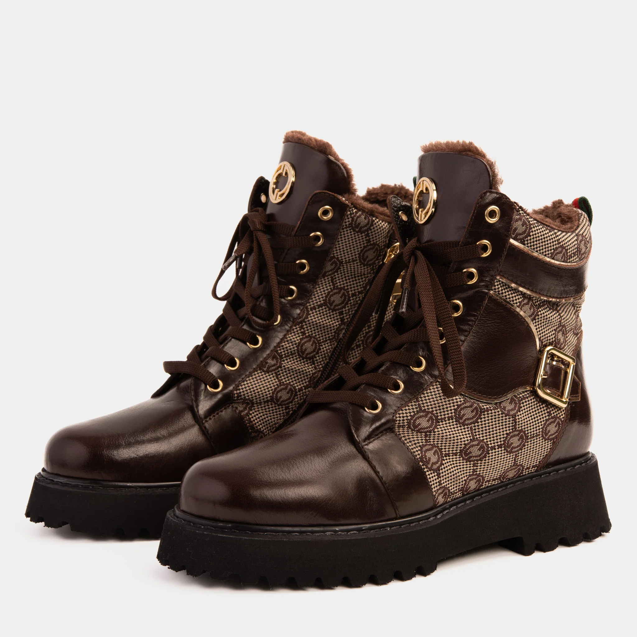 The Boston Brown Leather Lace-Up Ankle Women Boot With a Side Zipper - Image 3