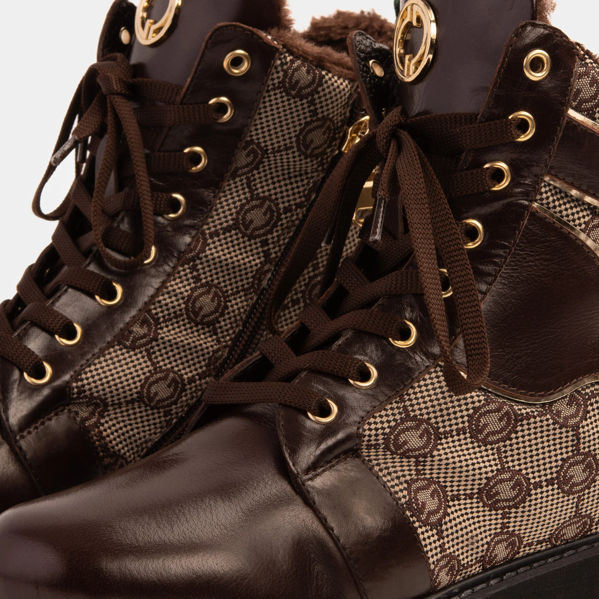 The Boston Brown Leather Lace-Up Ankle Women Boot With a Side Zipper - Image 5