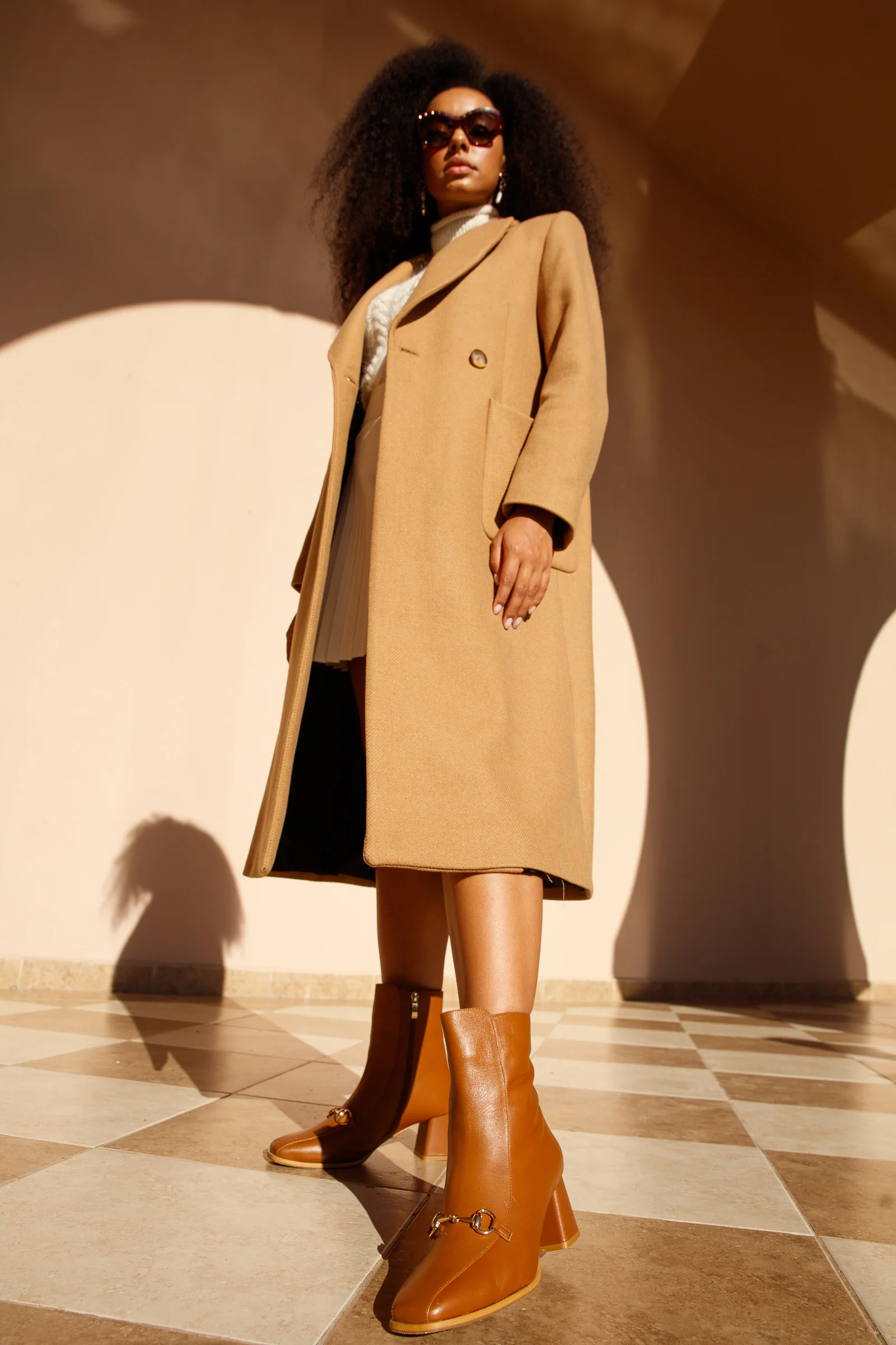 The Bukres Tan Leather Block Heel Mid Calf Women Boot - Image 29