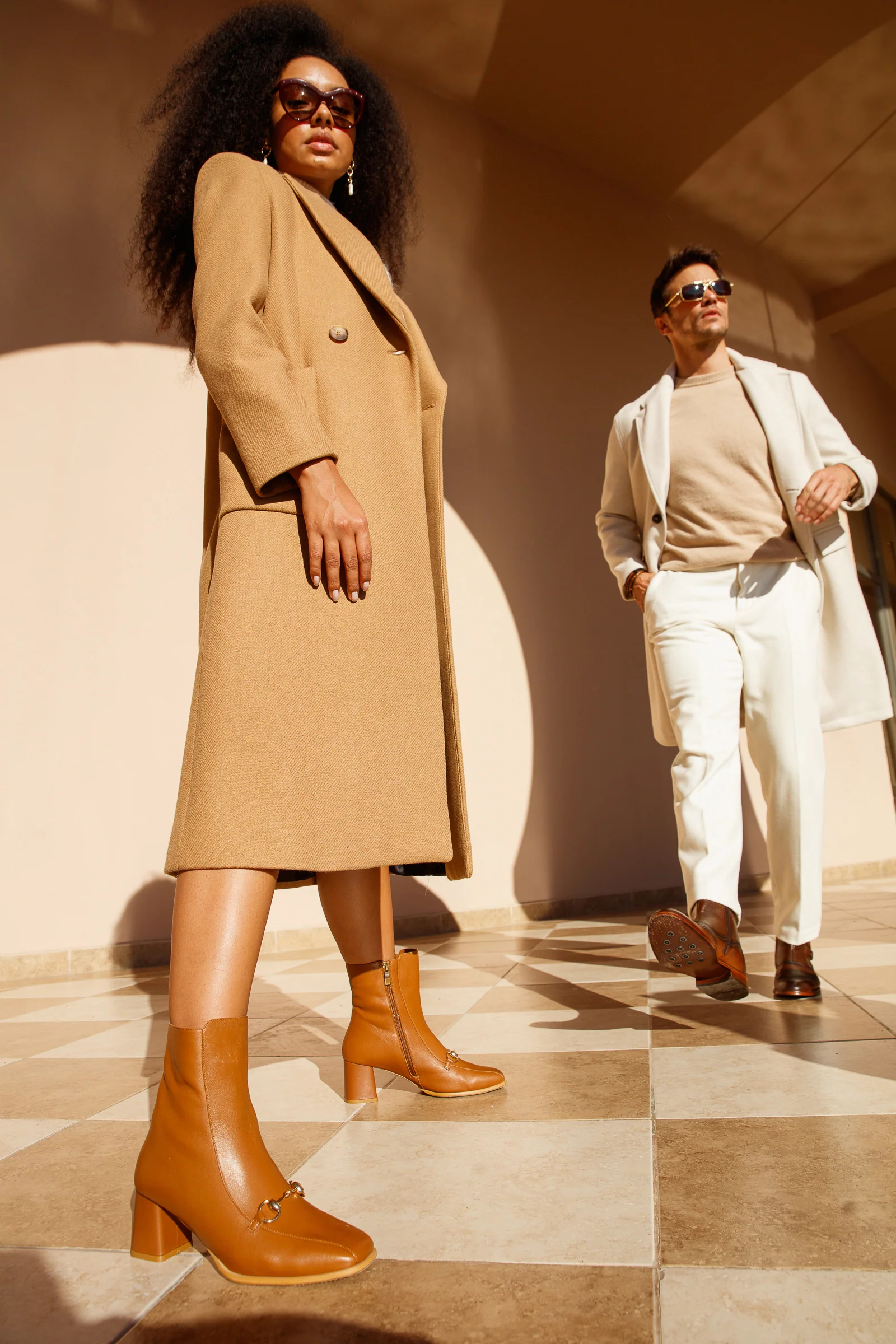 The Bukres Tan Leather Block Heel Mid Calf Women Boot - Image 40