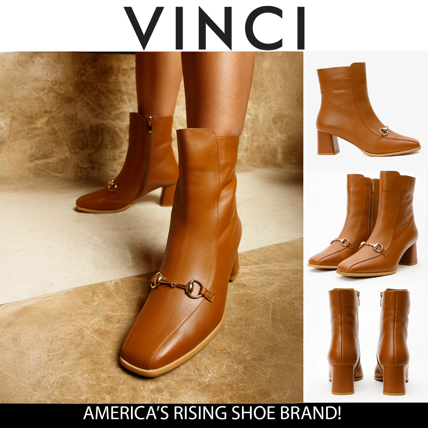 The Bukres Tan Leather Block Heel Mid Calf Women Boot - Image 45