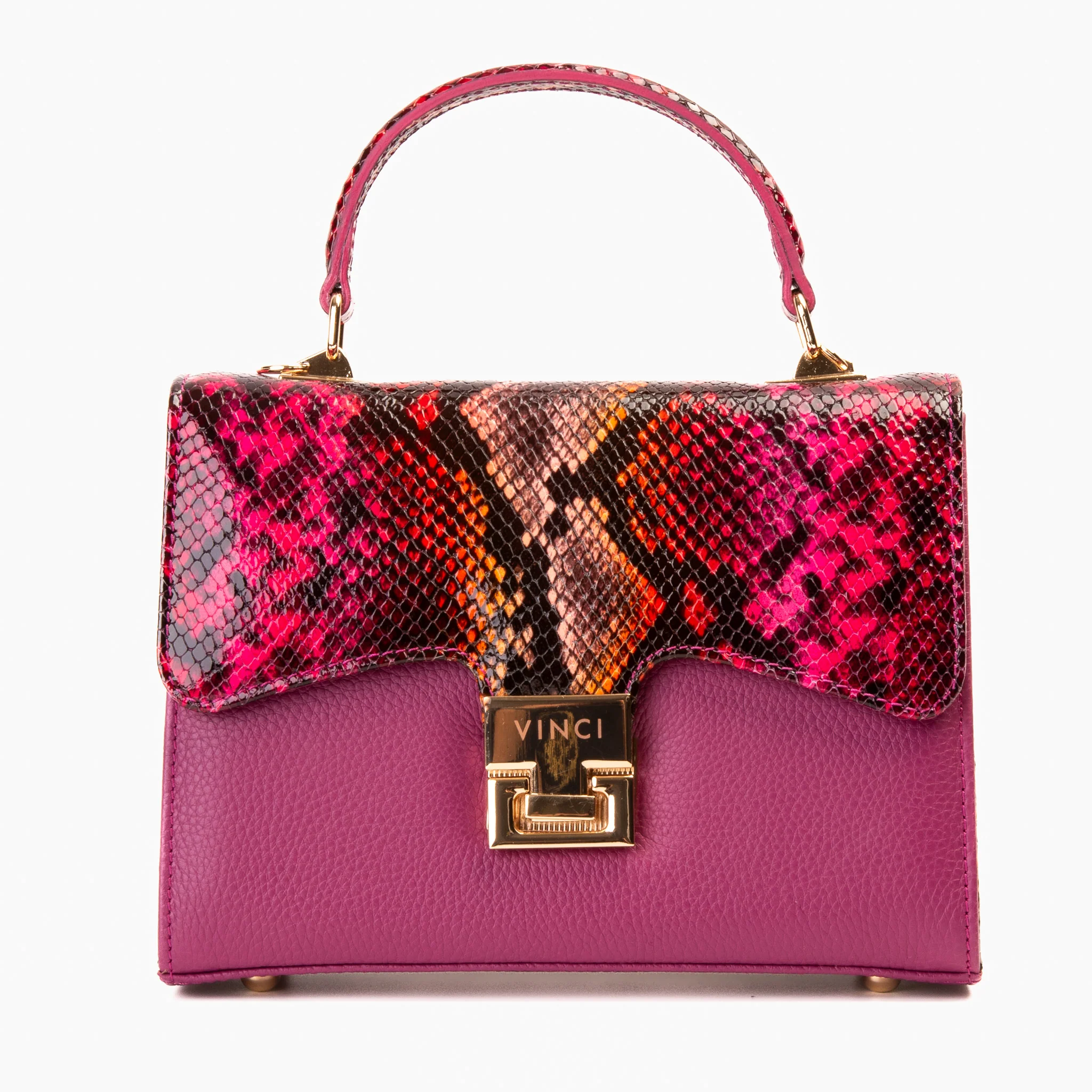 The Burano Fuchsia Leather Handbag - Image 2