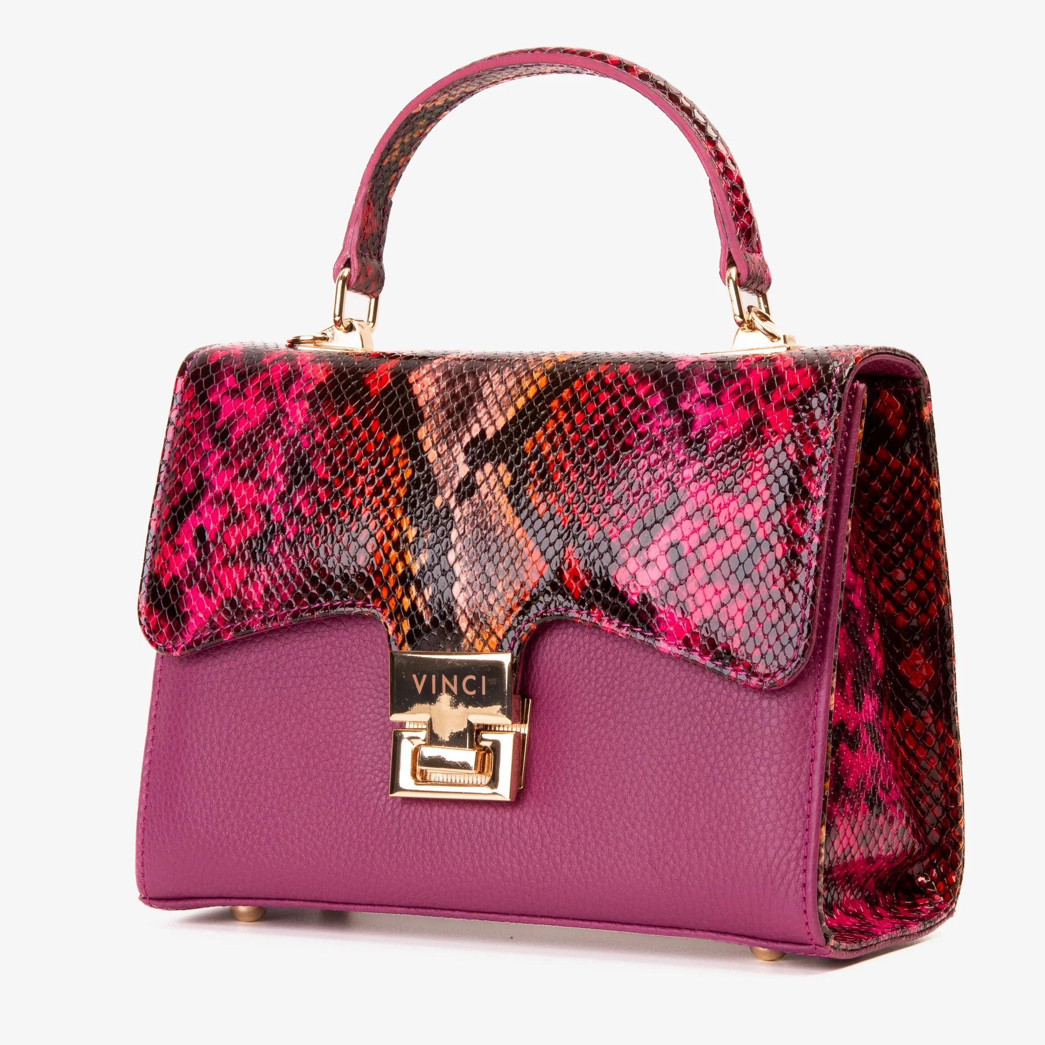 The Burano Fuchsia Leather Handbag - Image 6