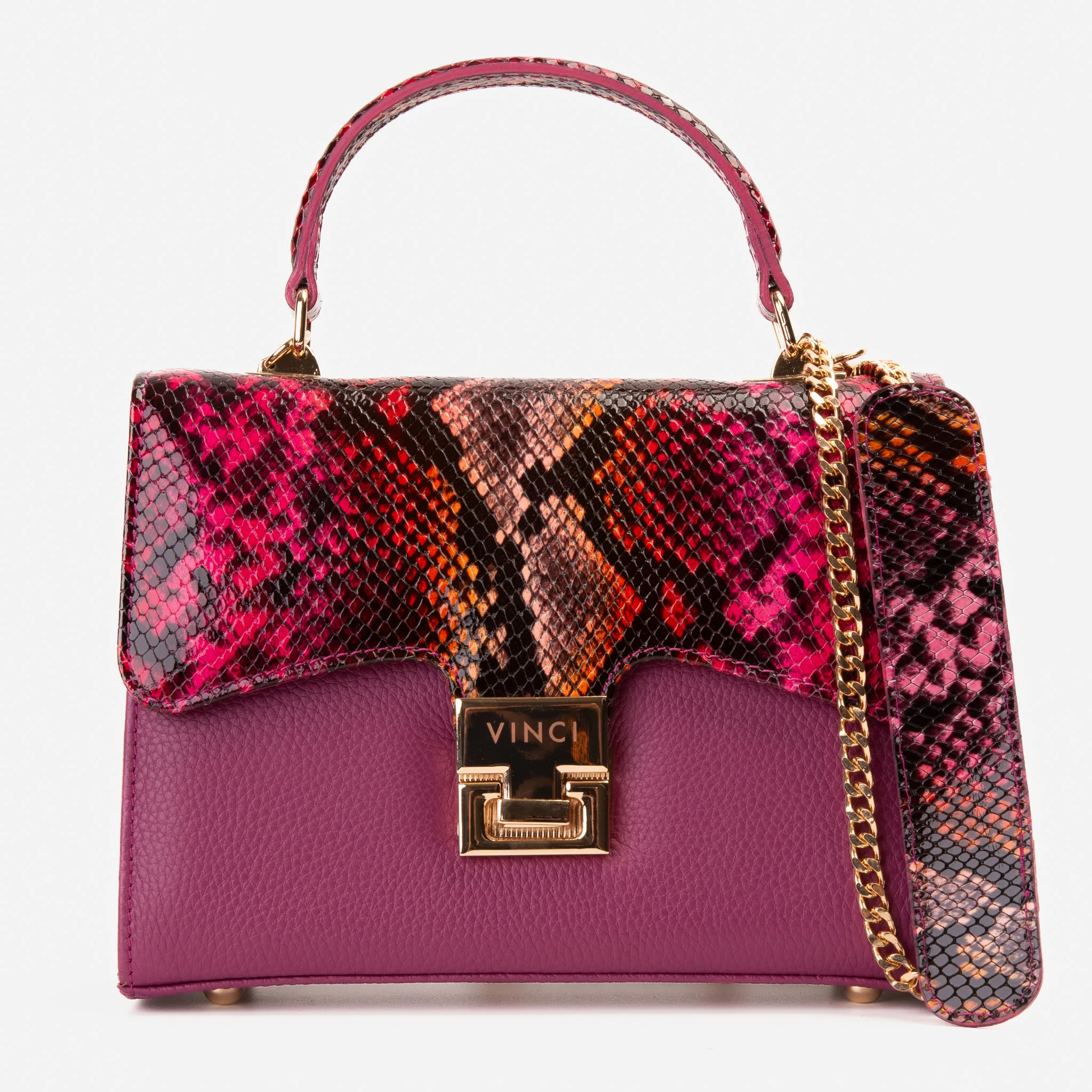 The Burano Fuchsia Leather Handbag - Image 7