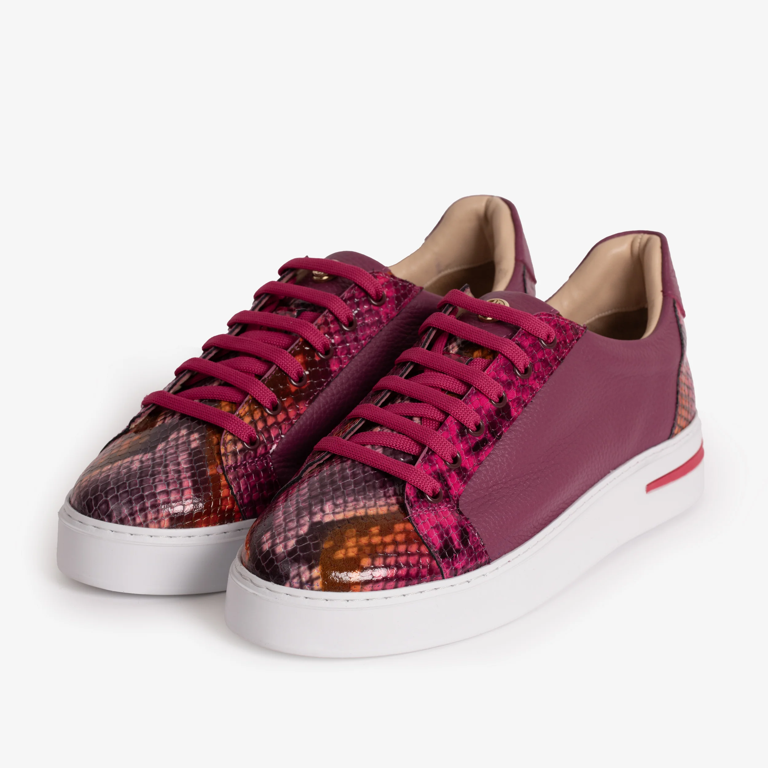 The Burano Purple & Fuchsia Leather Women Sneaker - Image 2