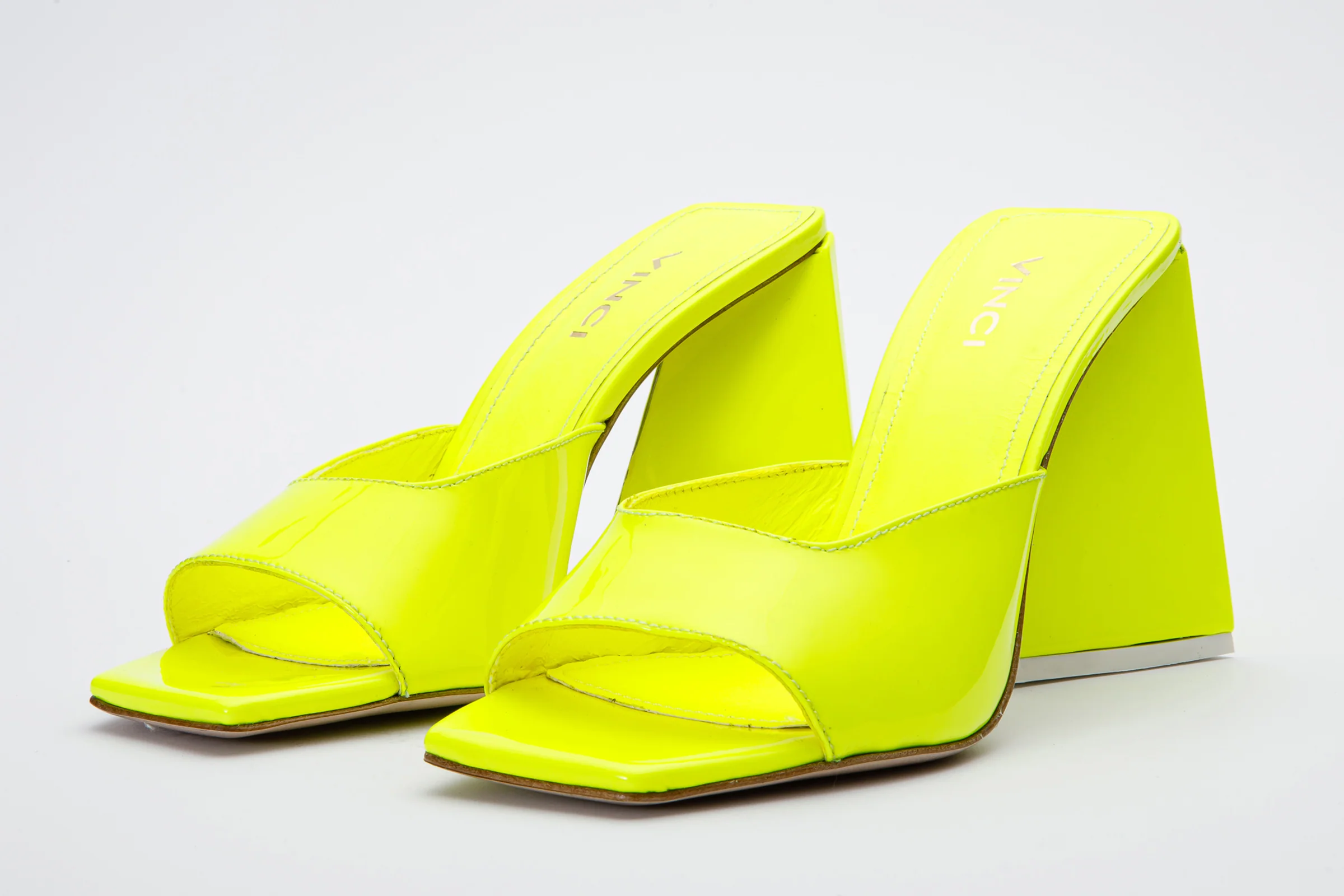 The Butterfly Block Heel Neon Yellow Patent Leather Sandal Final Sale! - Image 2