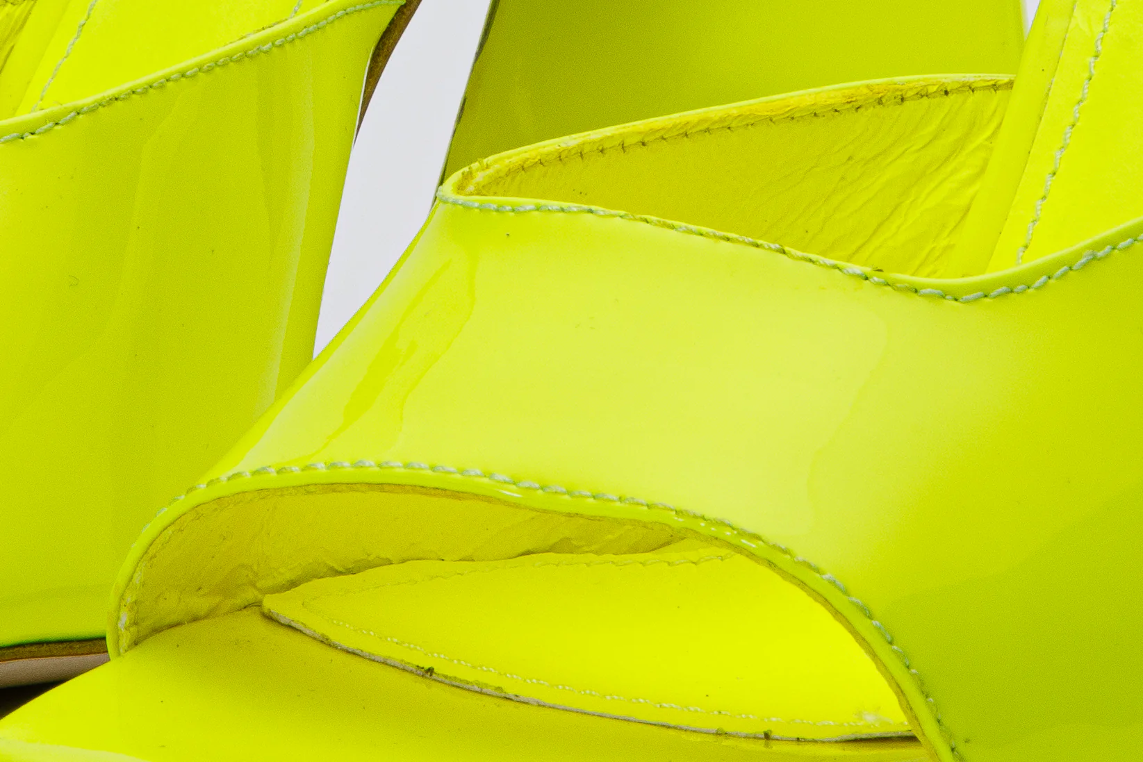 The Butterfly Block Heel Neon Yellow Patent Leather Sandal Final Sale! - Image 4
