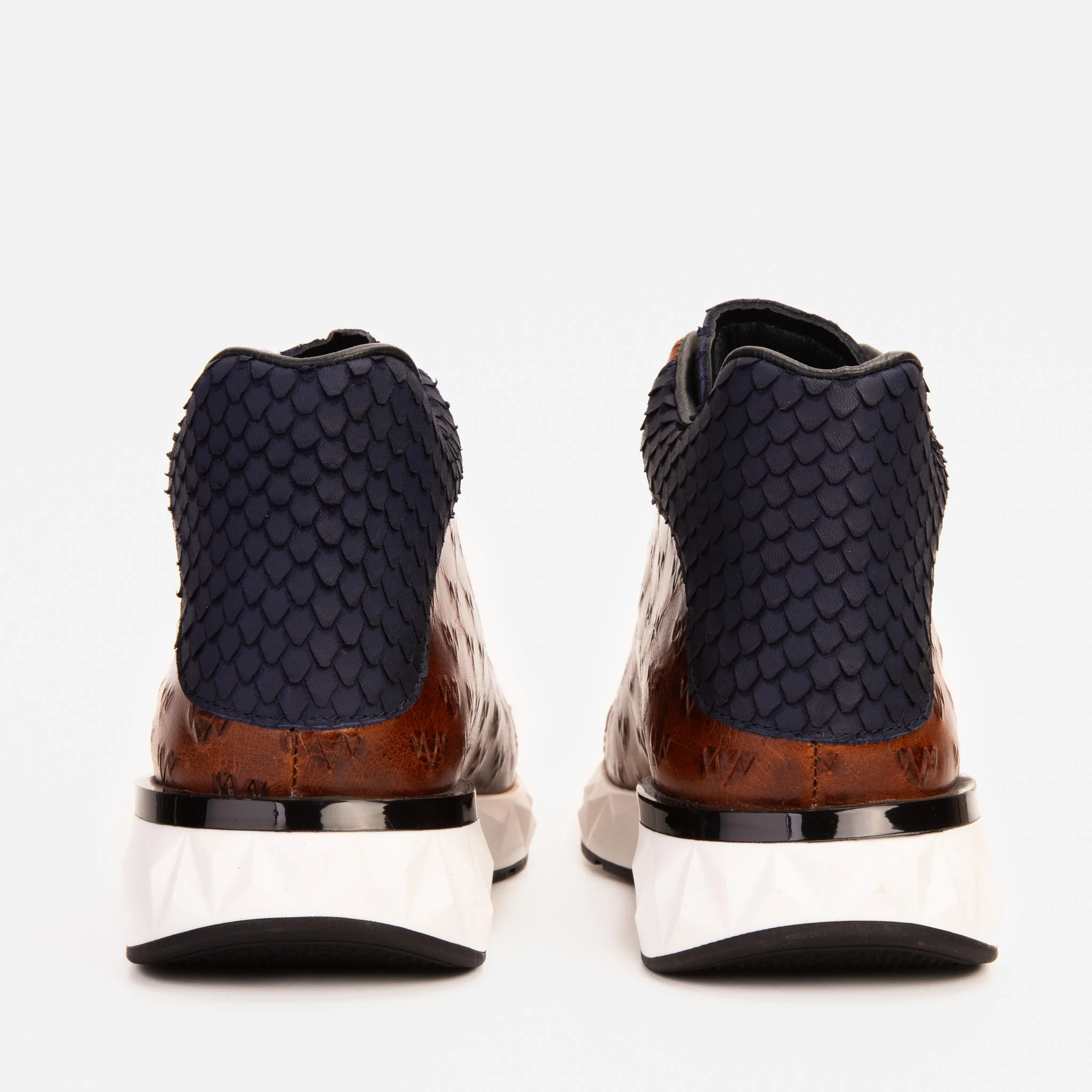 The Caesars Brown & Navy Leather High-Top Men Sneaker - Image 8