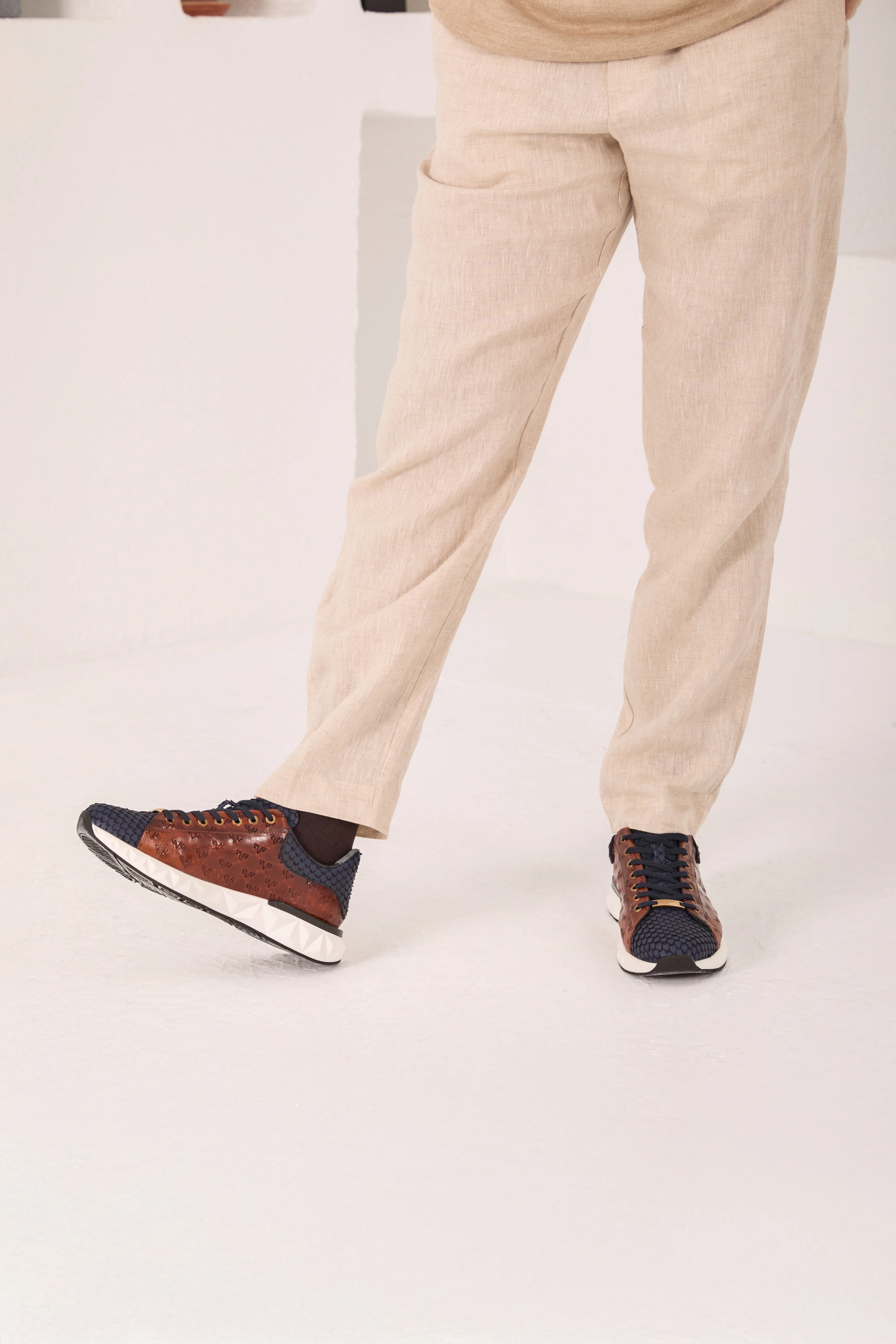 The Caesars Navy & Tan Leather Men Sneaker - Image 15