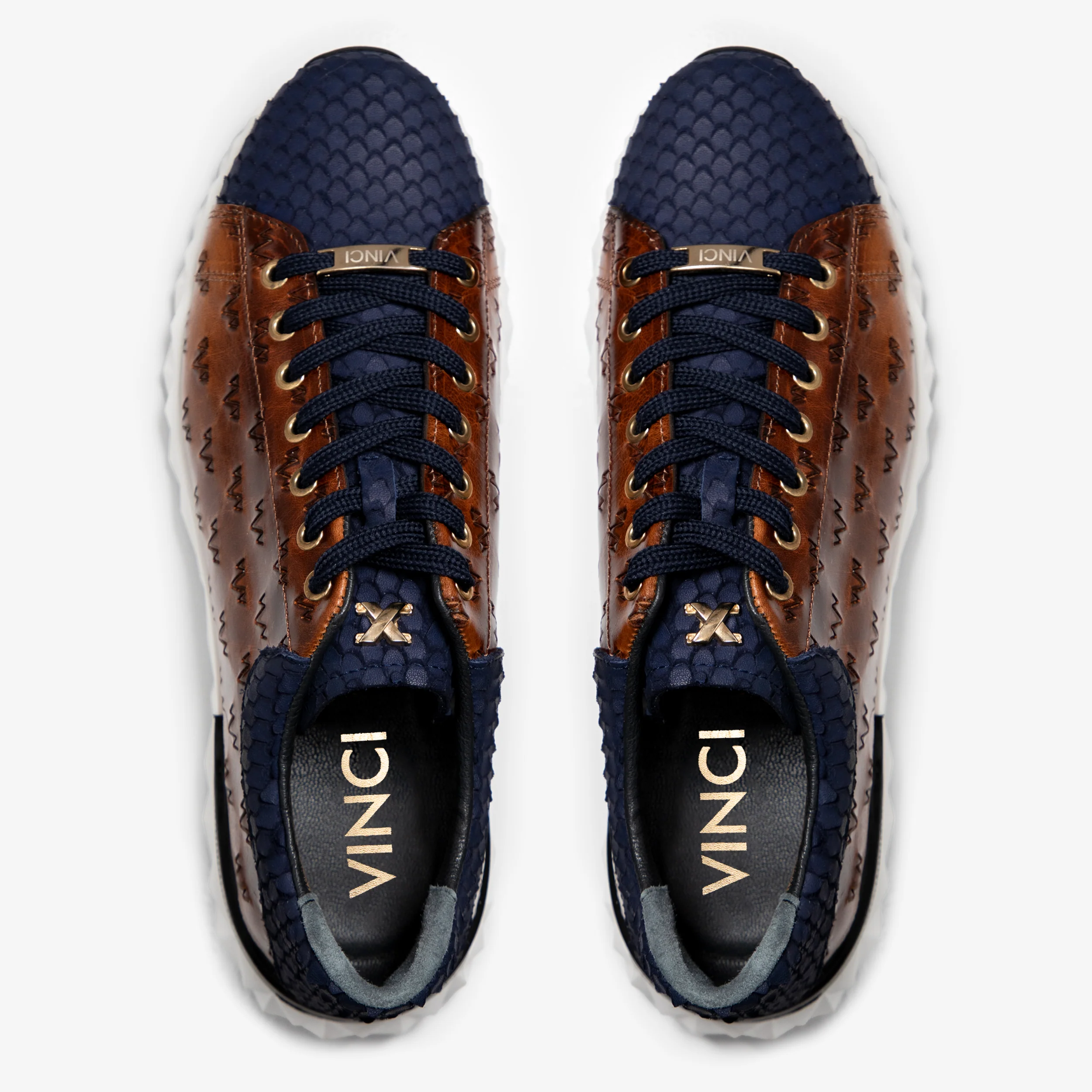The Caesars Navy & Tan Leather Men Sneaker - Image 5