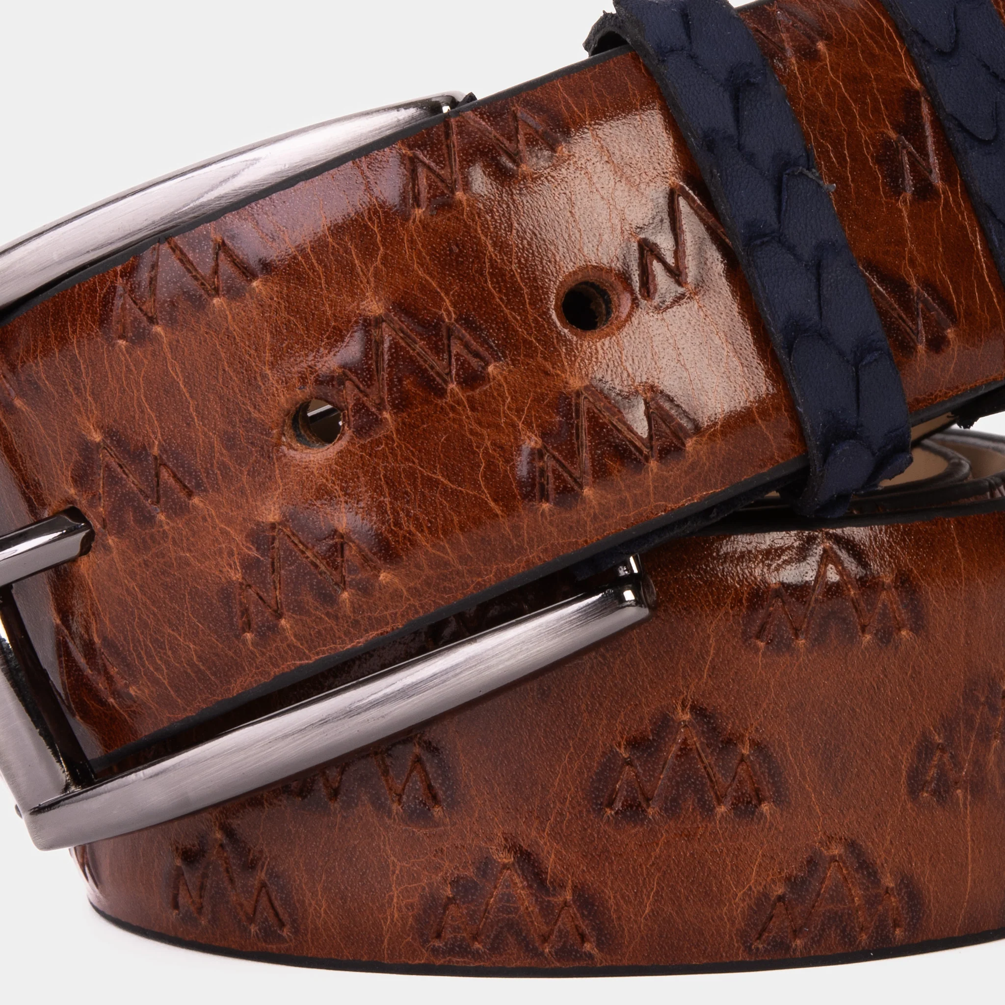 The Caesars Tan & Navy Leather Belt - Image 4