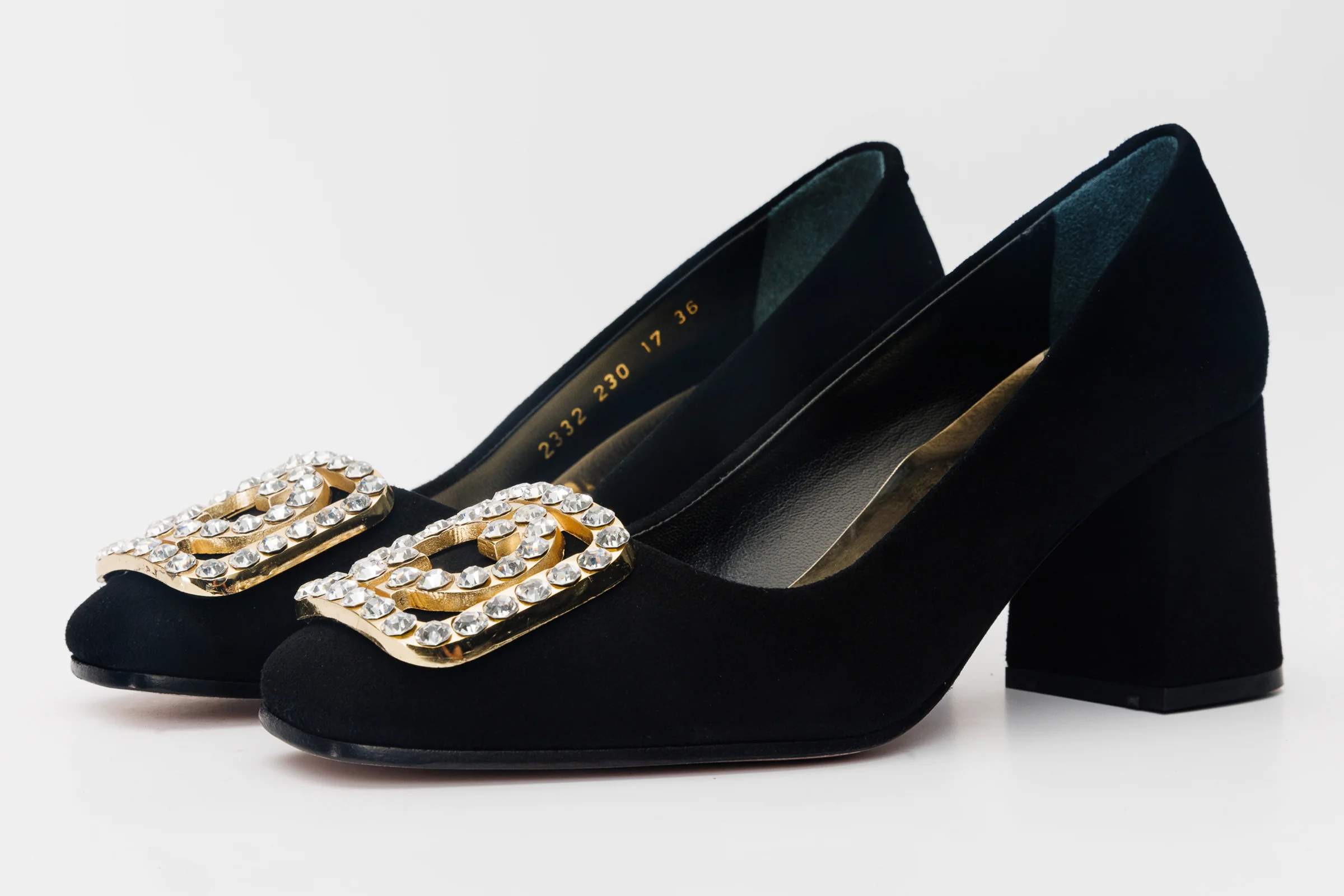 The California Black Suede Leather Block Heel Pump Women Shoe - Image 2