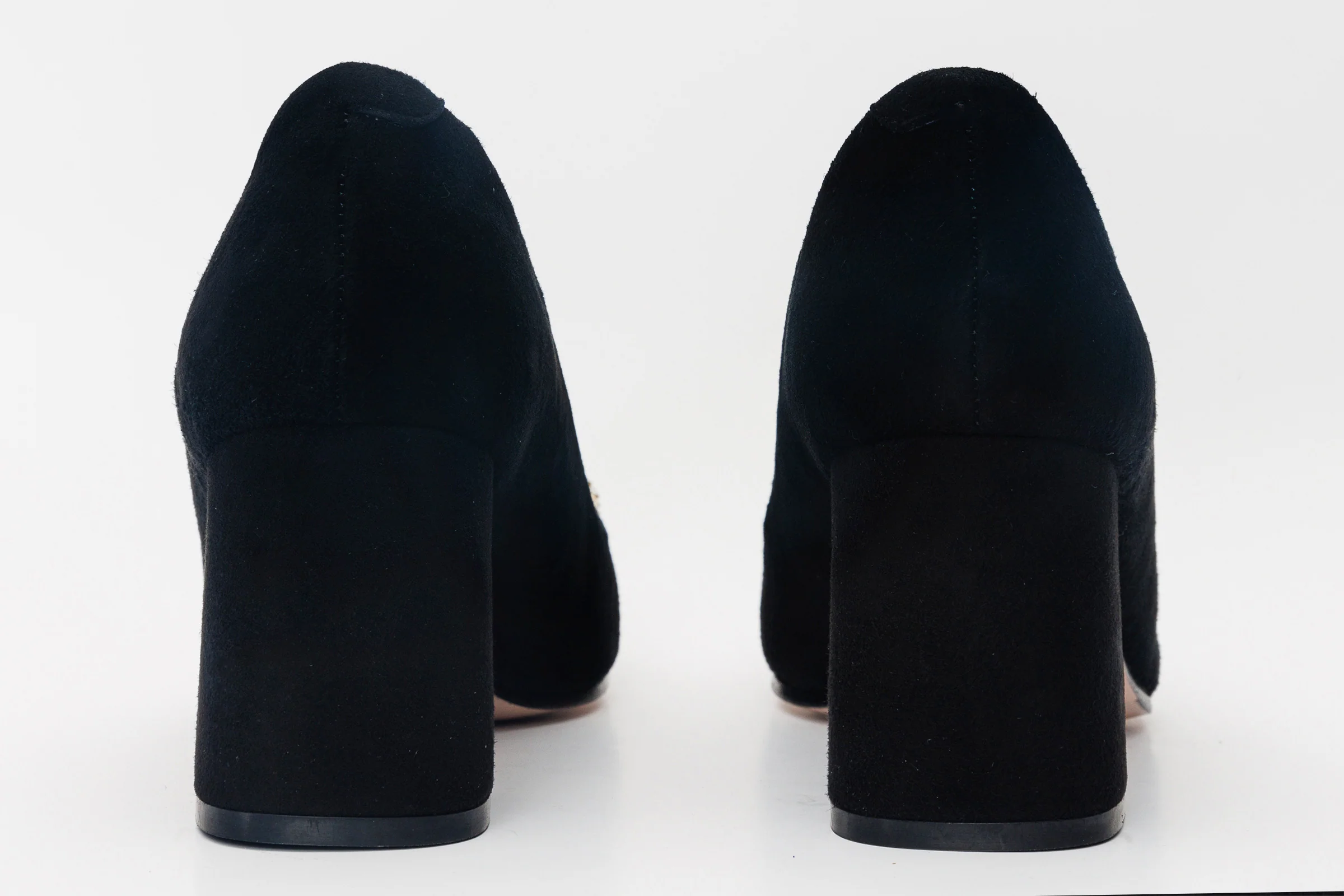 The California Black Suede Leather Block Heel Pump Women Shoe - Image 3