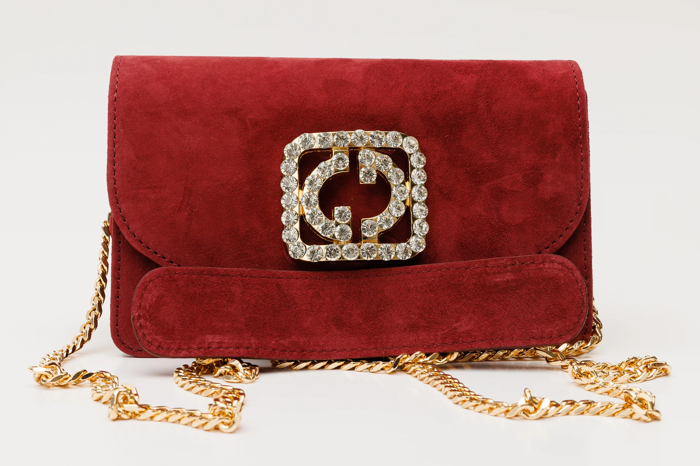 The California Burgundy Suede Leather Handbag - Image 2
