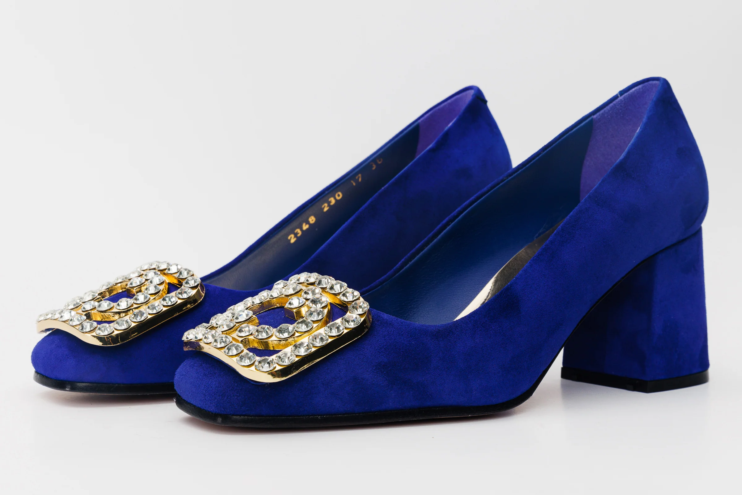The California Sax Blue Suede Leather Block Heel Pump Women Shoe - Image 2