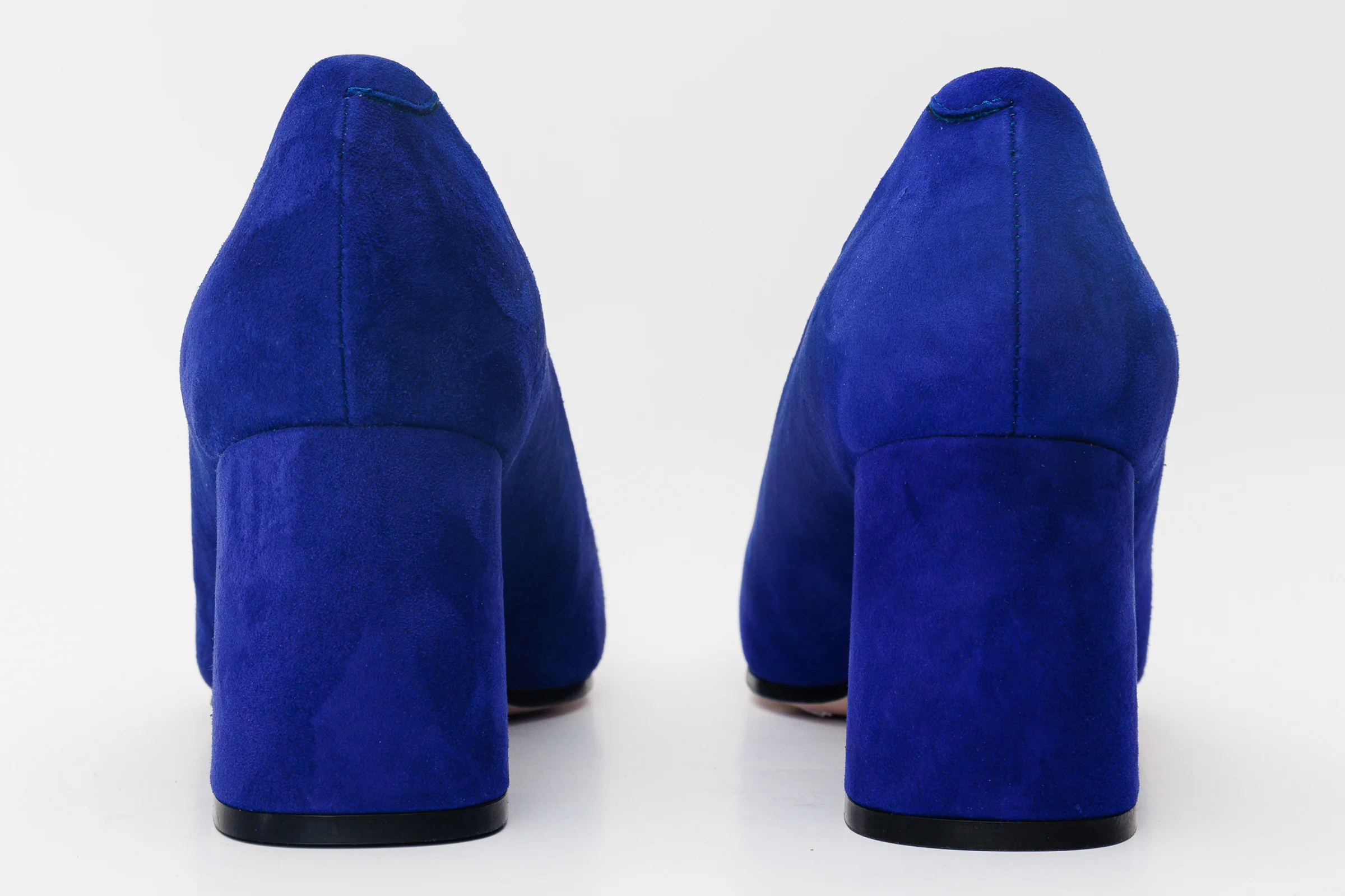 The California Sax Blue Suede Leather Block Heel Pump Women Shoe - Image 3