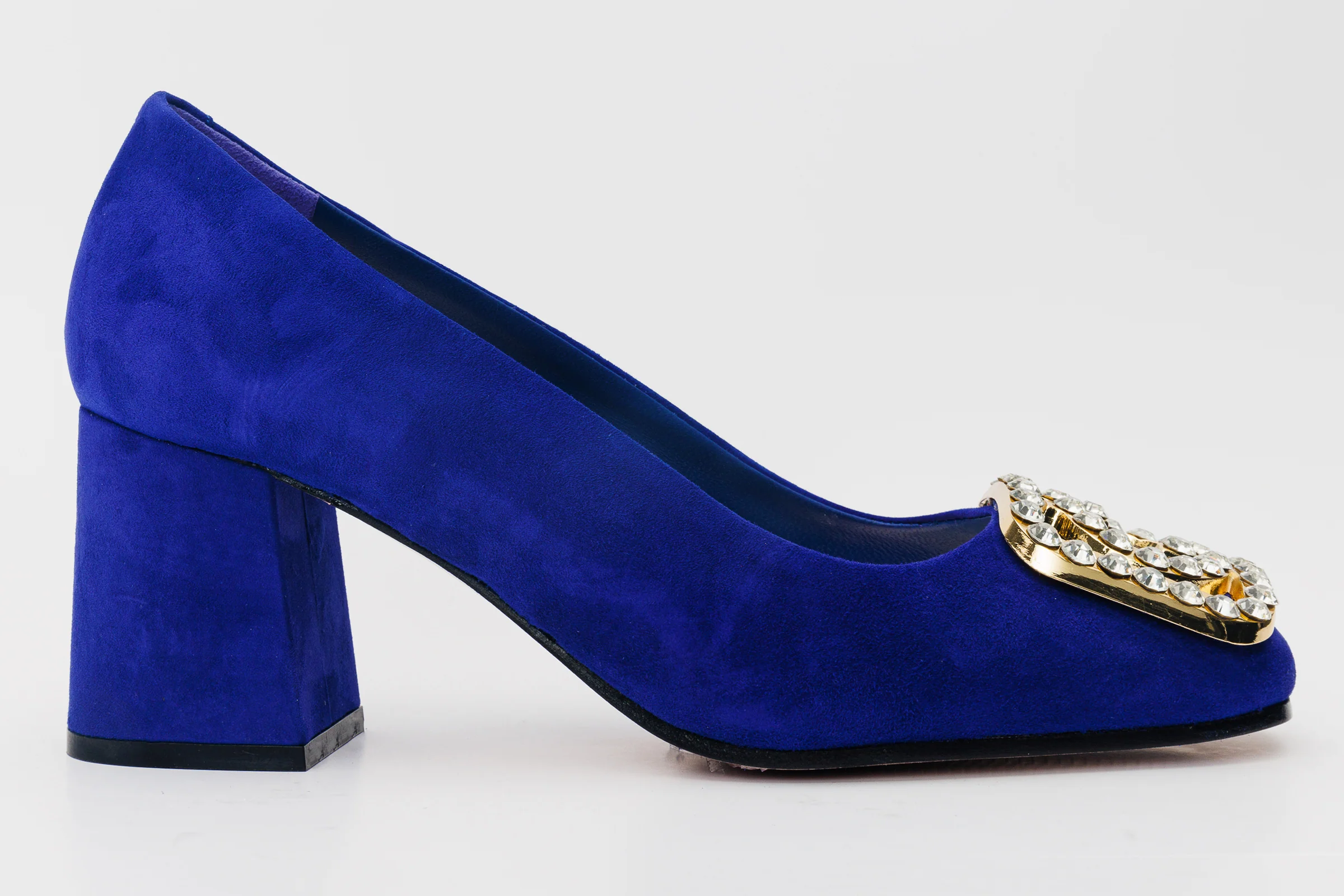 The California Sax Blue Suede Leather Block Heel Pump Women Shoe - Image 4