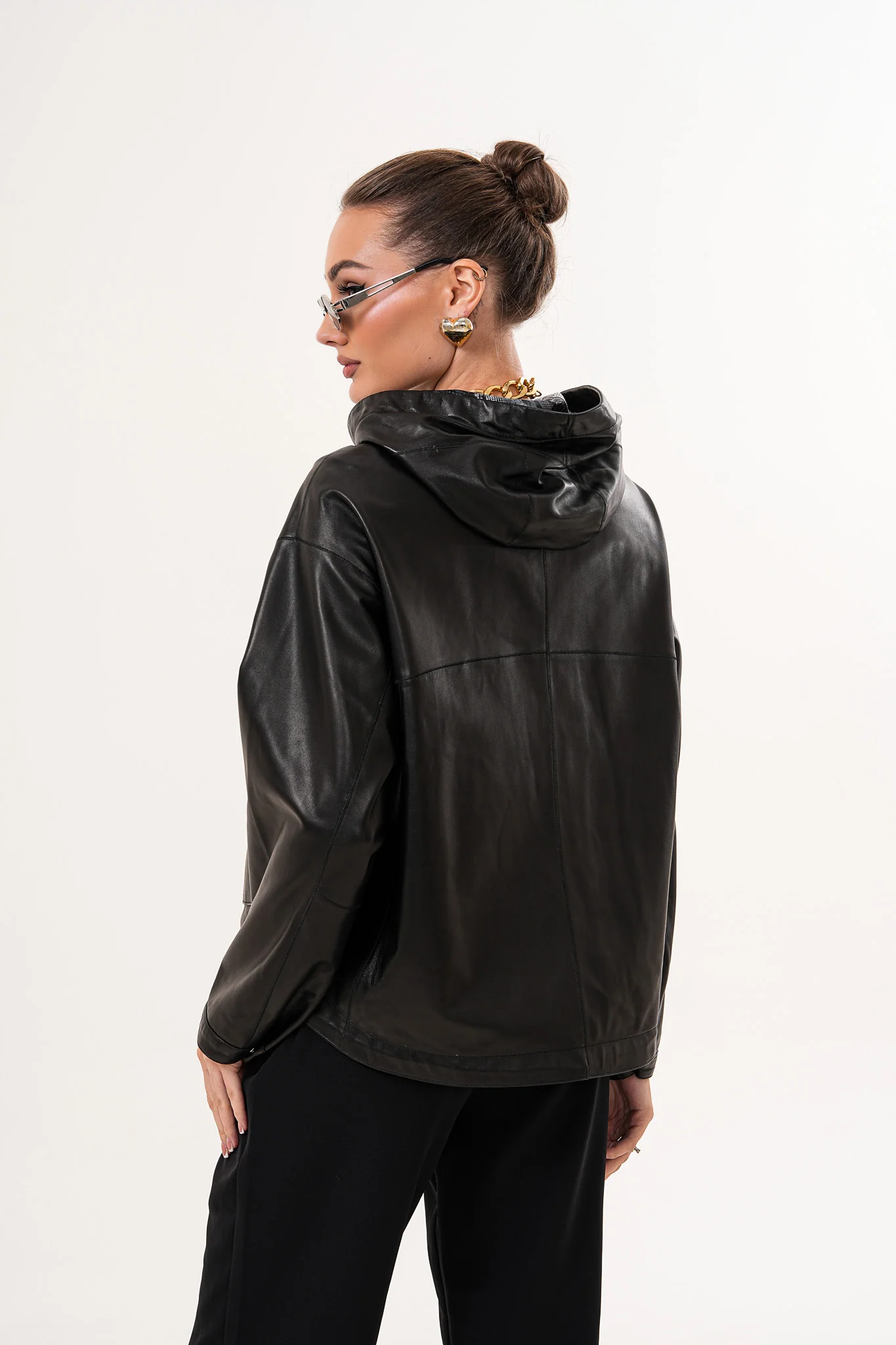 The Calyra Reversible Leather Women Jacket – Black - Image 13