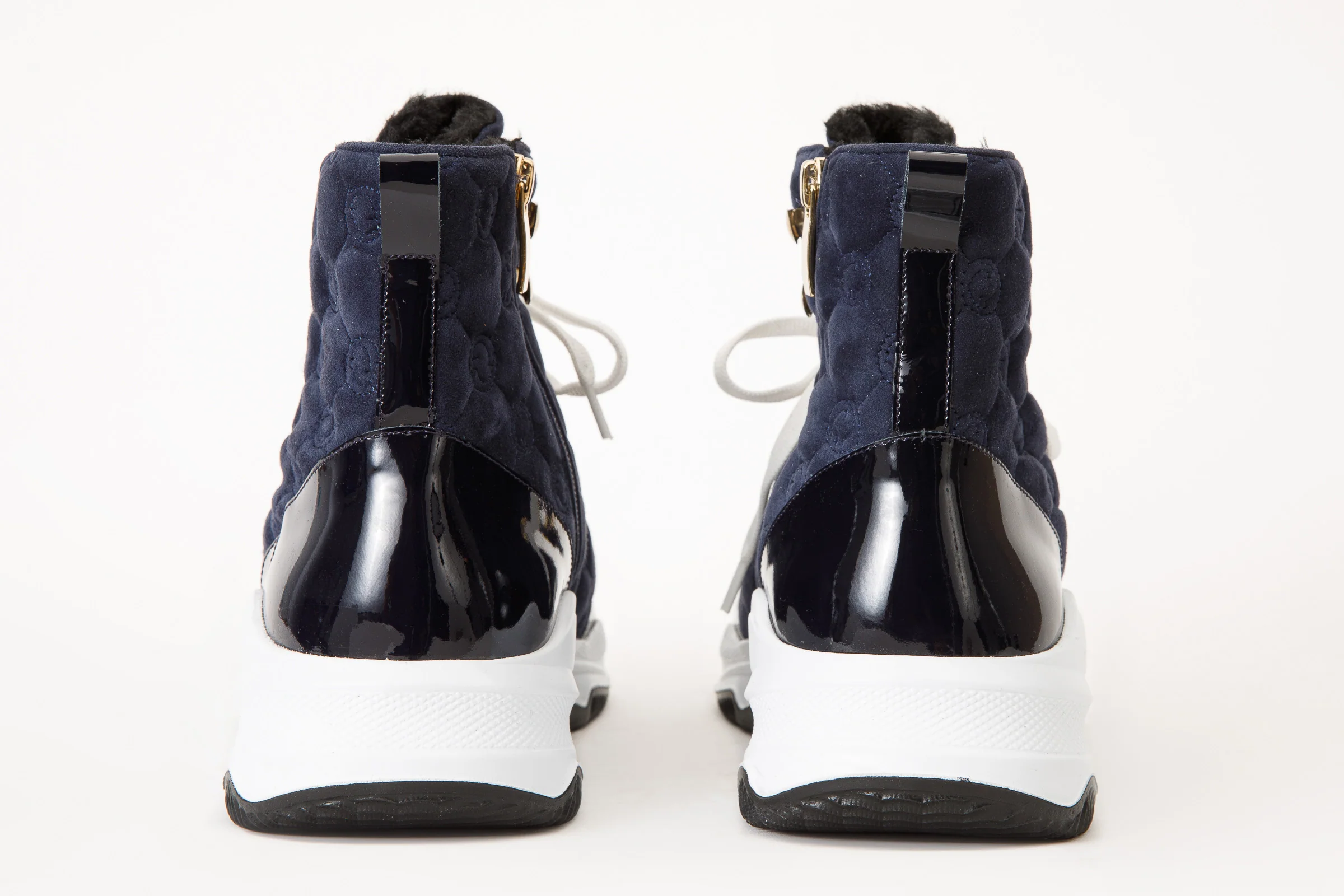 The Cambridge Navy Blue Suede Quilted Leather Ankle Women Boot Final Sale! - Image 4