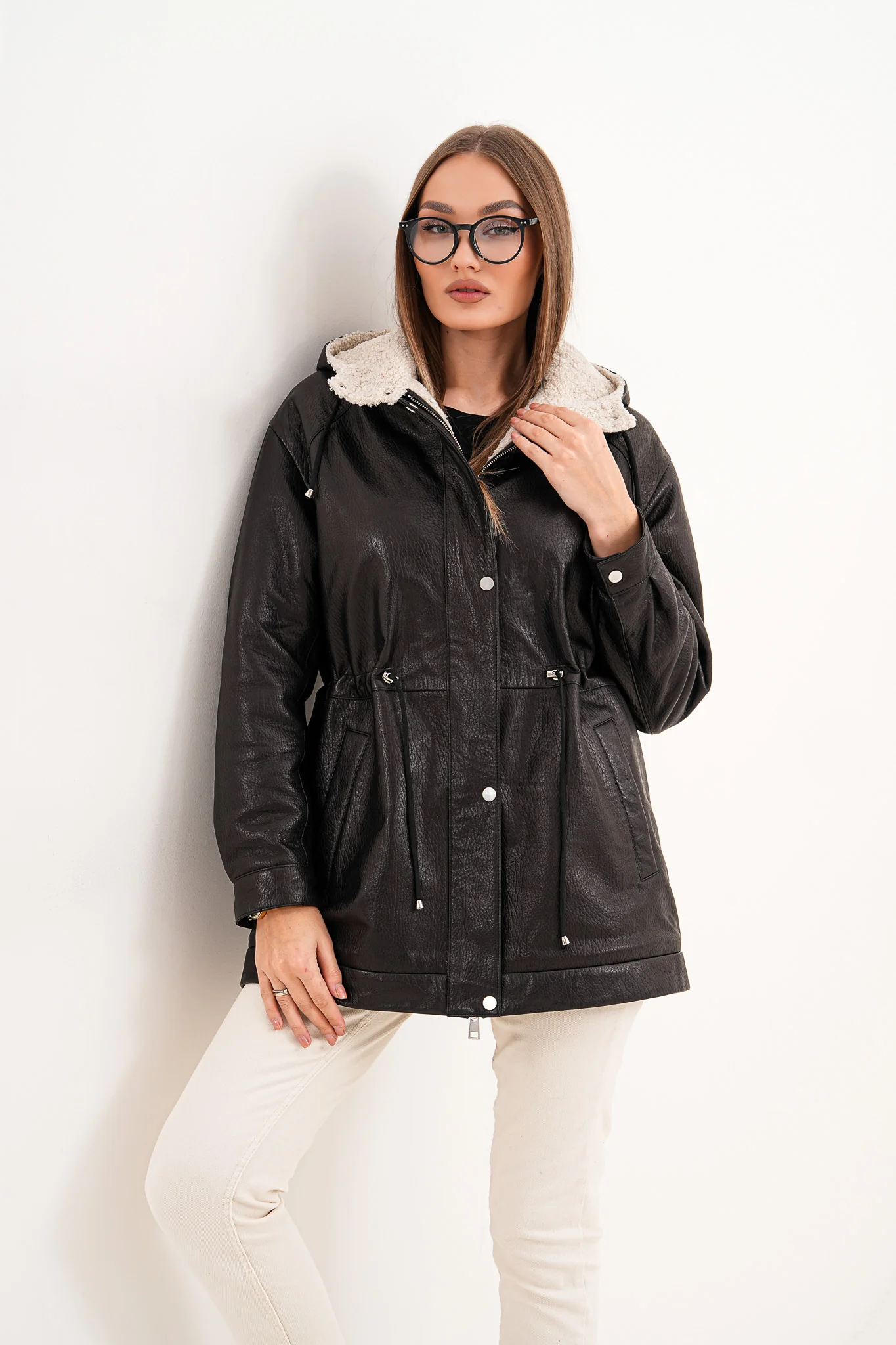 The Capri Black Hooded Leather Women Jacket - Image 11