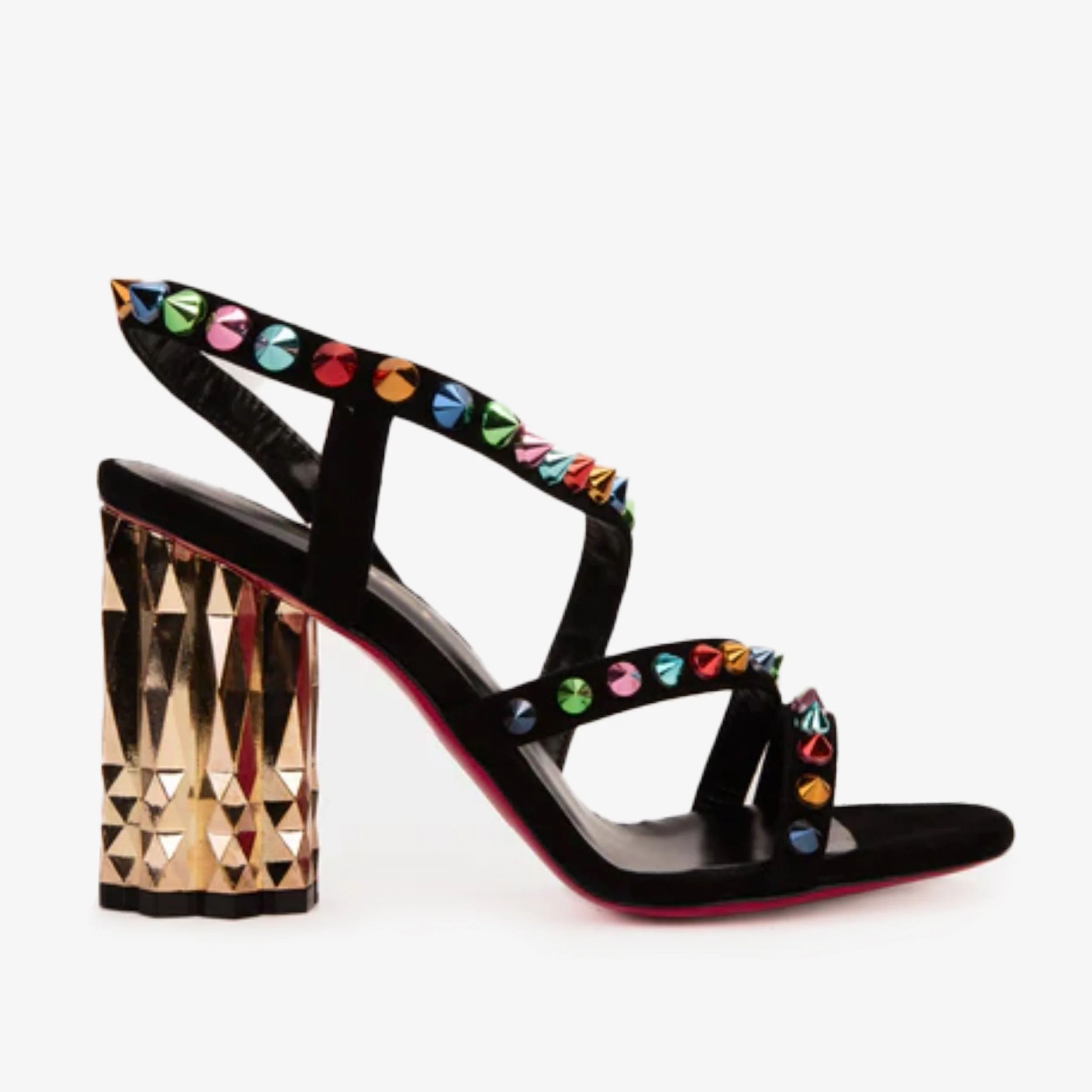 The Caris Black Block Heel Spike Leather Women Sandal Final Sale! - Image 2