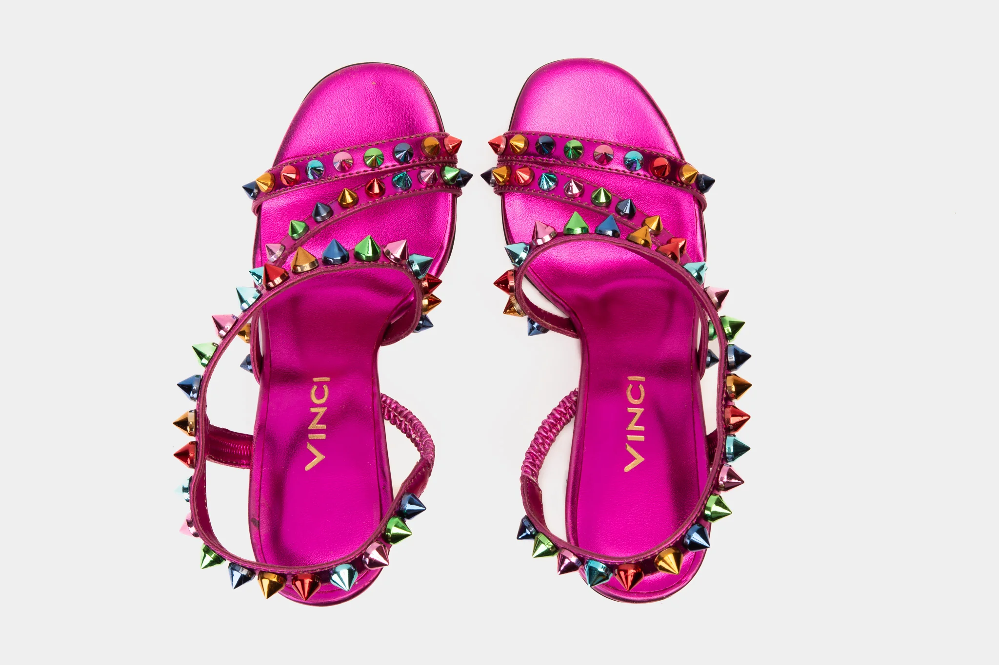The Caris Fuchsia Block Heel Spike Leather Women Sandal Final Sale! - Image 9