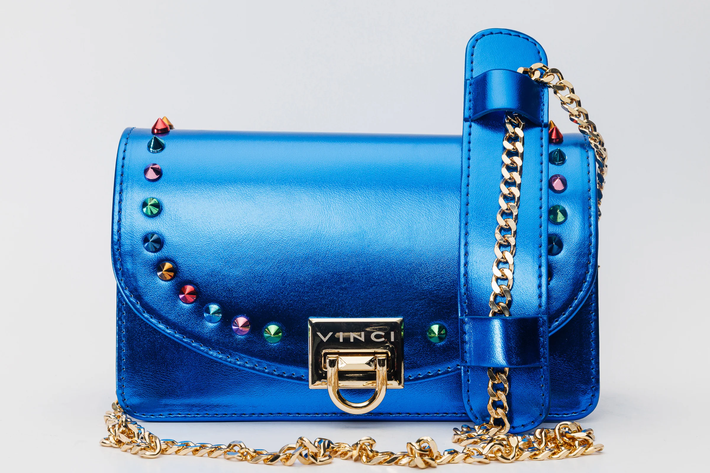 The Caris Sax Blue Leather Handbag - Image 2