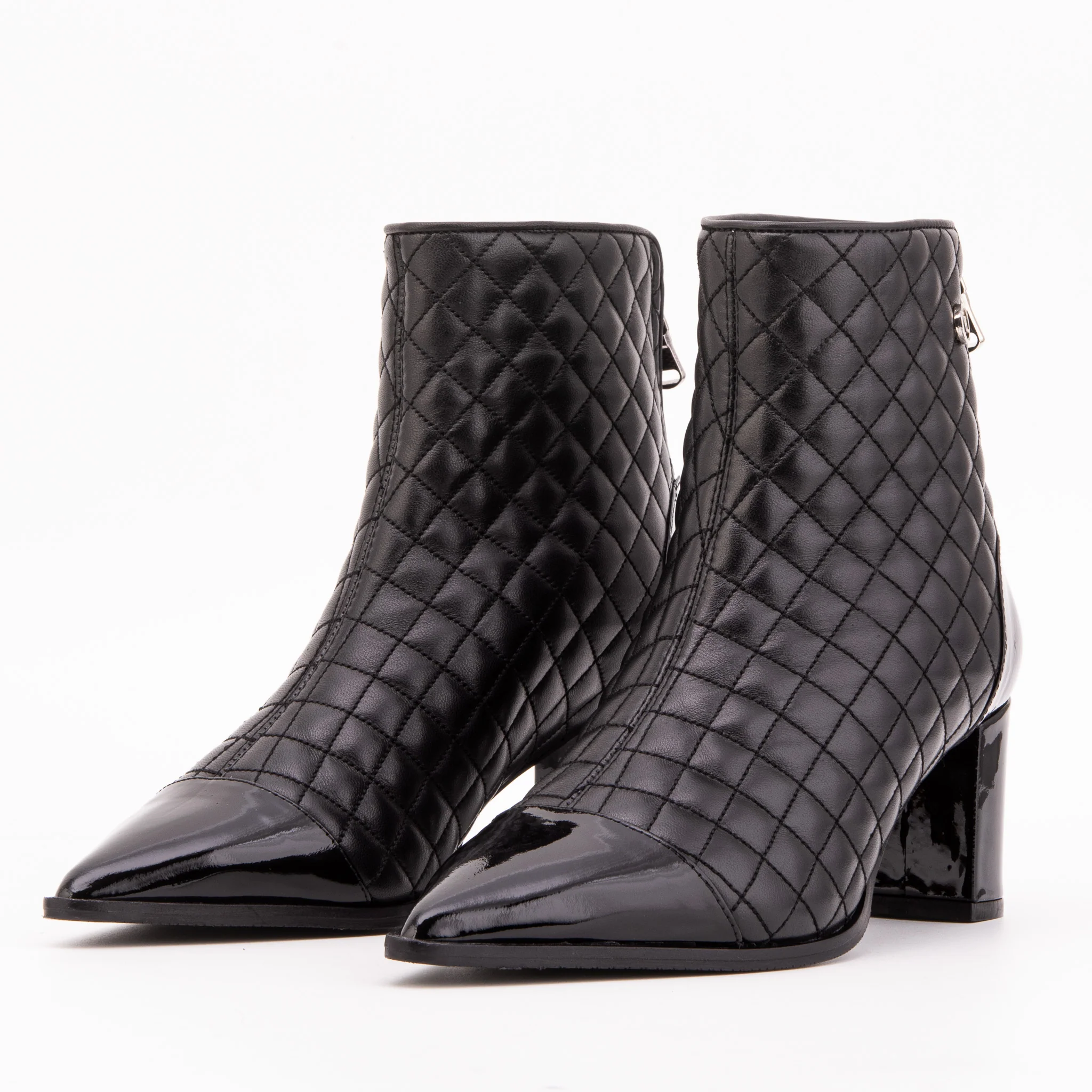 The Celeste Black Tip Quilted Leather Women’s Boot - Image 2